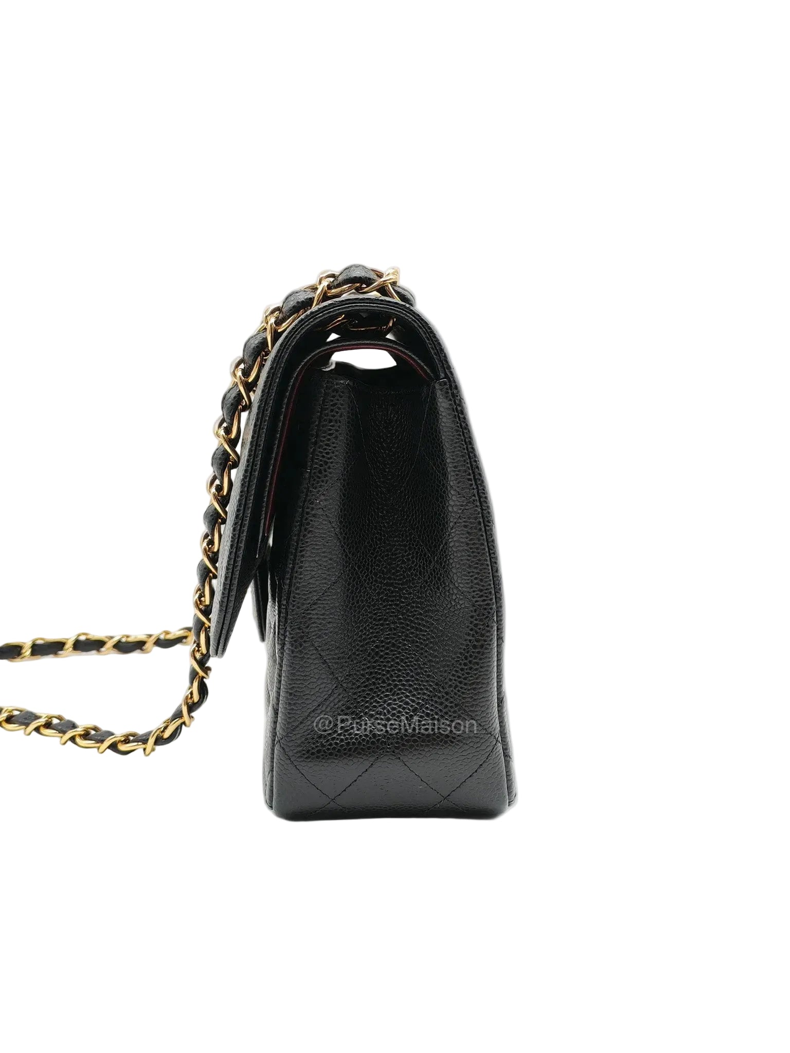 Chanel Classic Double Flap Jumbo in Black Quilted Caviar Leather and Gold Hardware Series 24 | Purse Maison Luxury Bags Shop