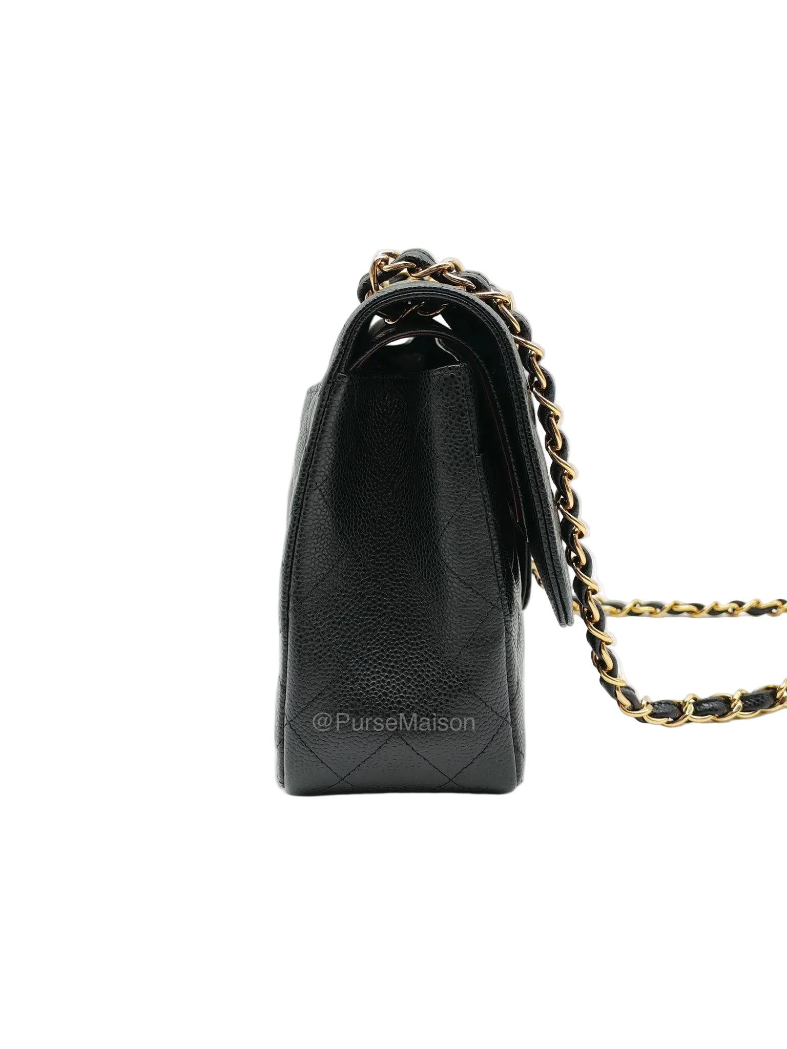 Chanel Classic Double Flap Jumbo in Black Quilted Caviar Leather and Gold Hardware Series 24 | Purse Maison Luxury Bags Shop