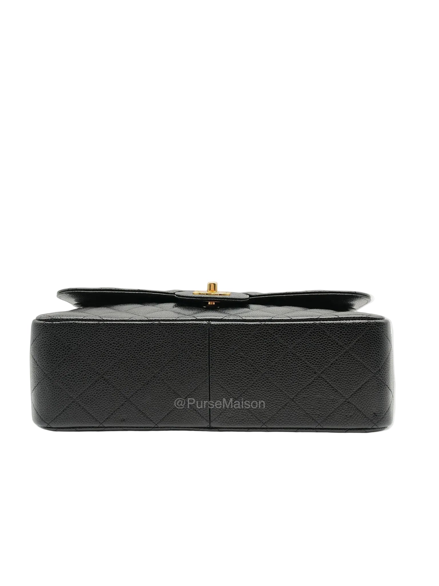 Chanel Classic Double Flap Jumbo in Black Quilted Caviar Leather and Gold Hardware Series 24 | Purse Maison Luxury Bags Shop
