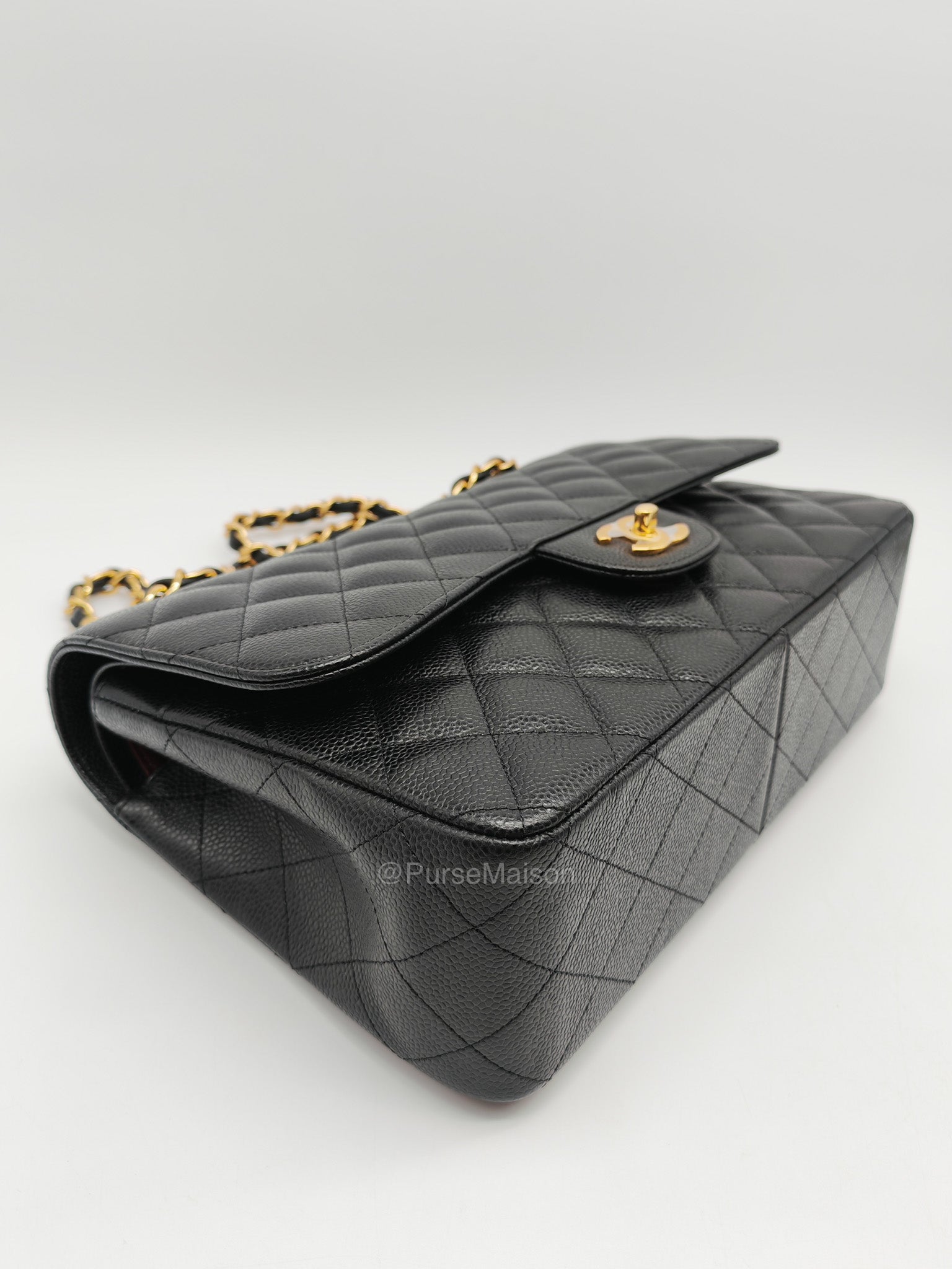Chanel Classic Double Flap Jumbo in Black Quilted Caviar Leather and Gold Hardware Series 24 | Purse Maison Luxury Bags Shop