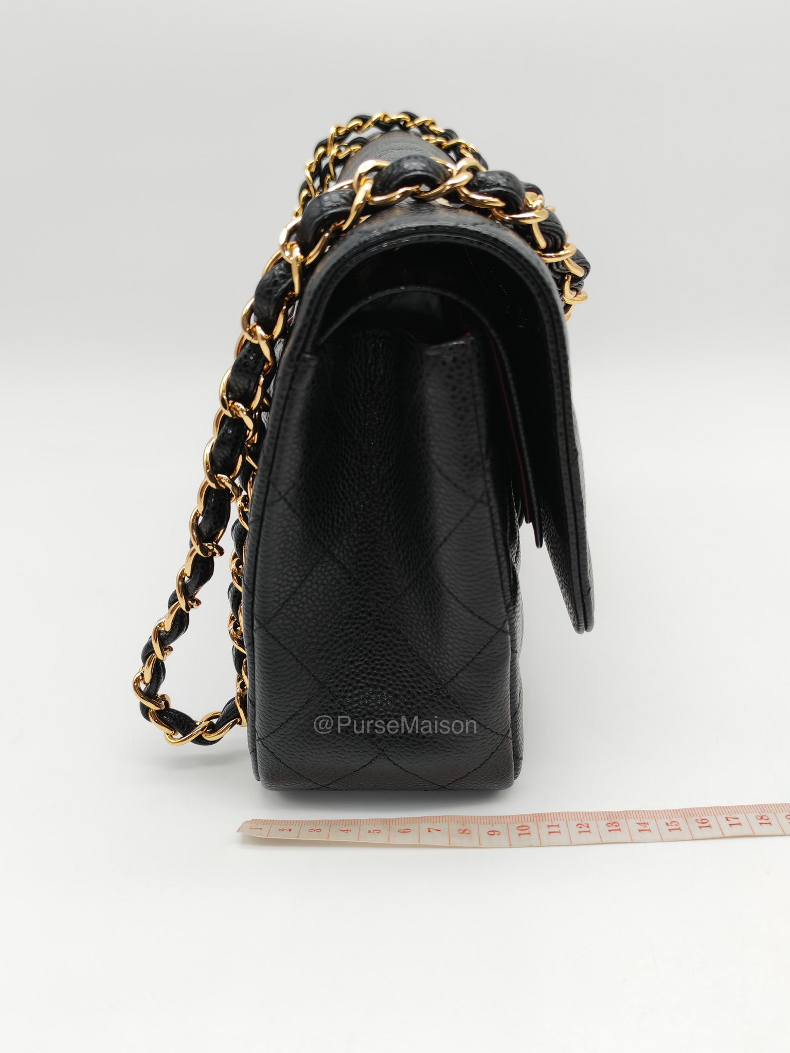 Chanel Classic Double Flap Jumbo in Black Quilted Caviar Leather and Gold Hardware Series 24 | Purse Maison Luxury Bags Shop
