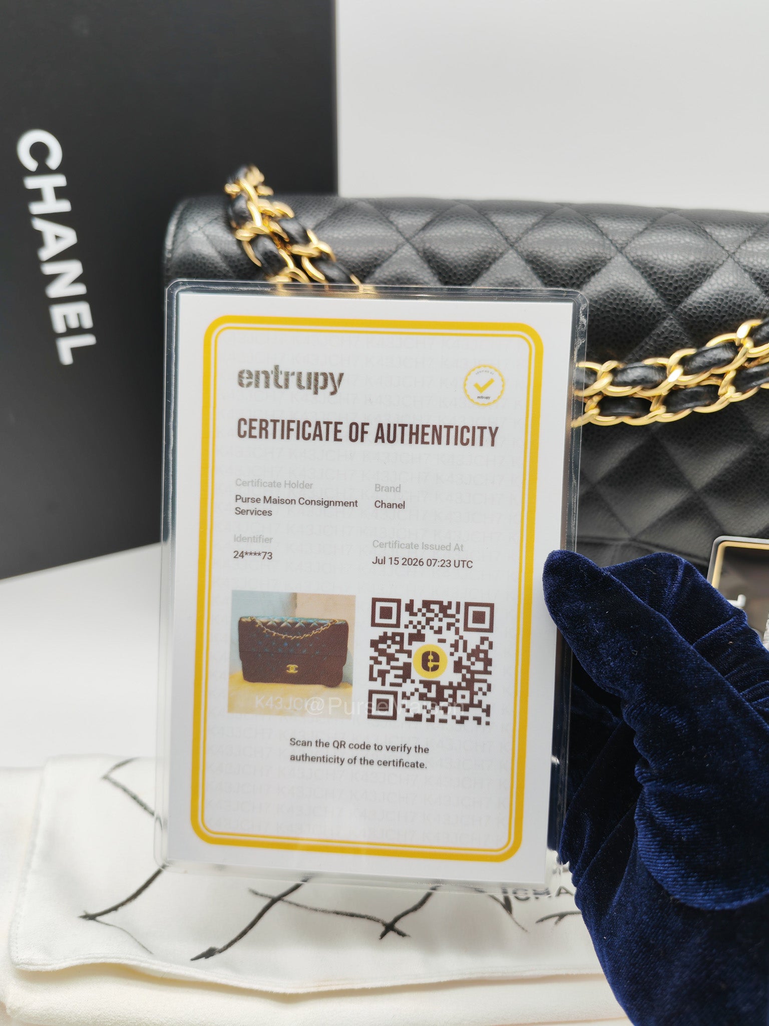 Chanel Classic Double Flap Jumbo in Black Quilted Caviar Leather and Gold Hardware Series 24 | Purse Maison Luxury Bags Shop