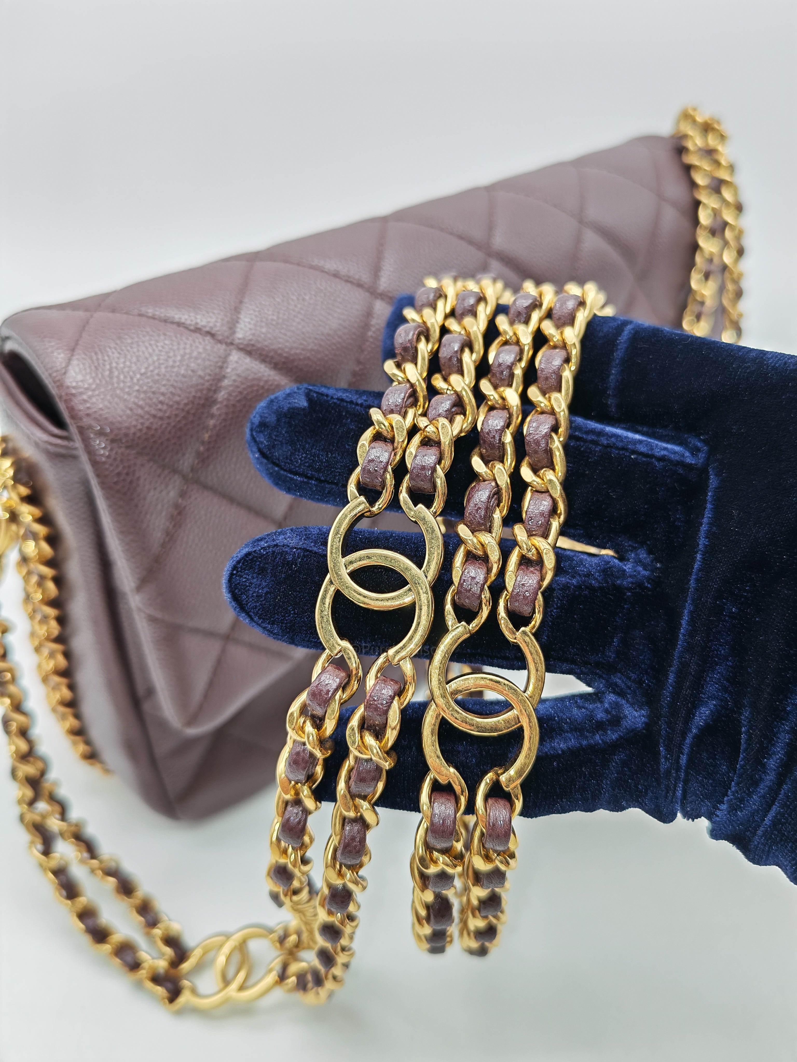 Chanel CC You Flap Bag in Dark Brown Caviar Leather Shiny Gold Hardware (Microchip)