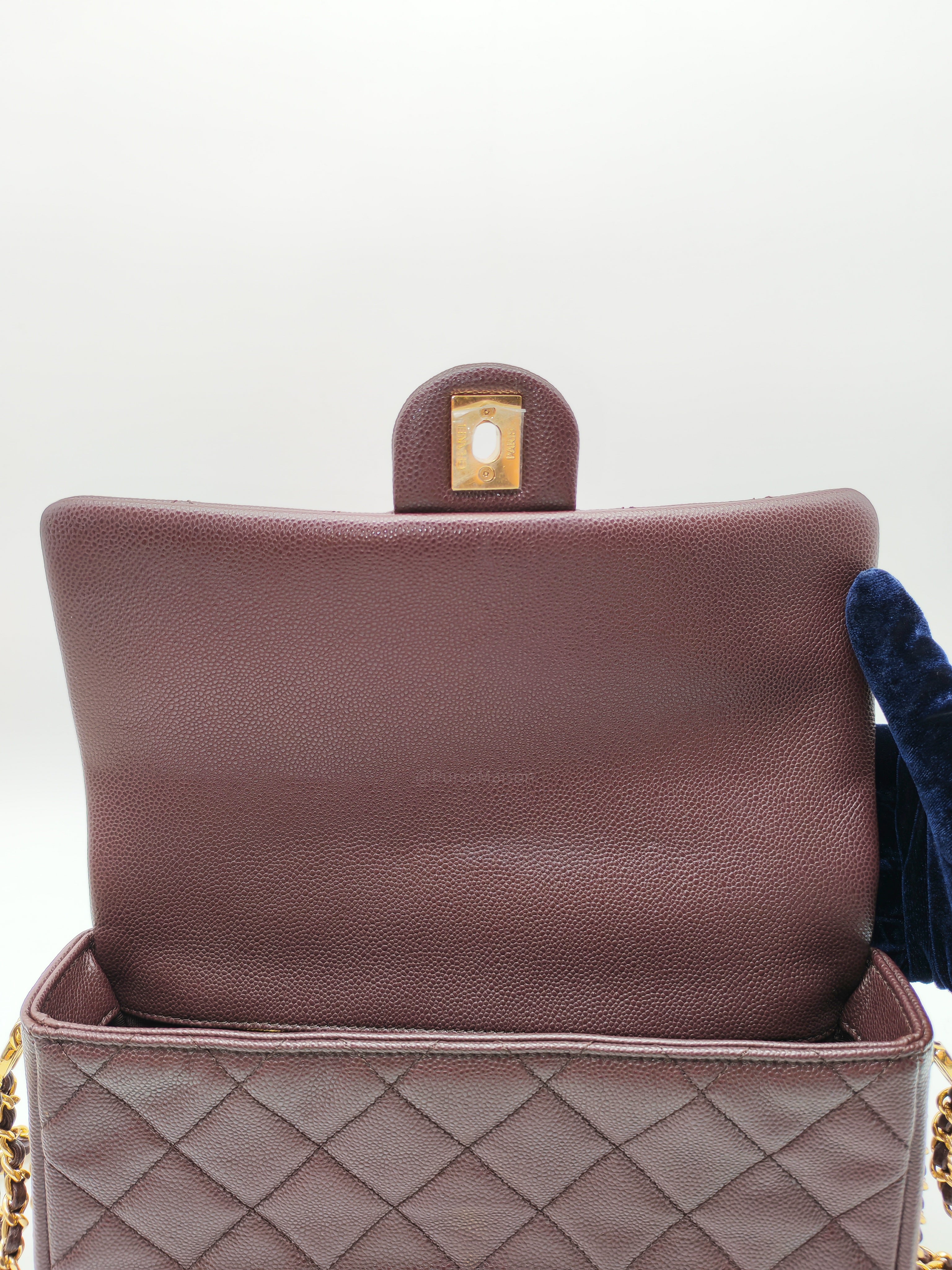 Chanel CC You Flap Bag in Dark Brown Caviar Leather Shiny Gold Hardware (Microchip)