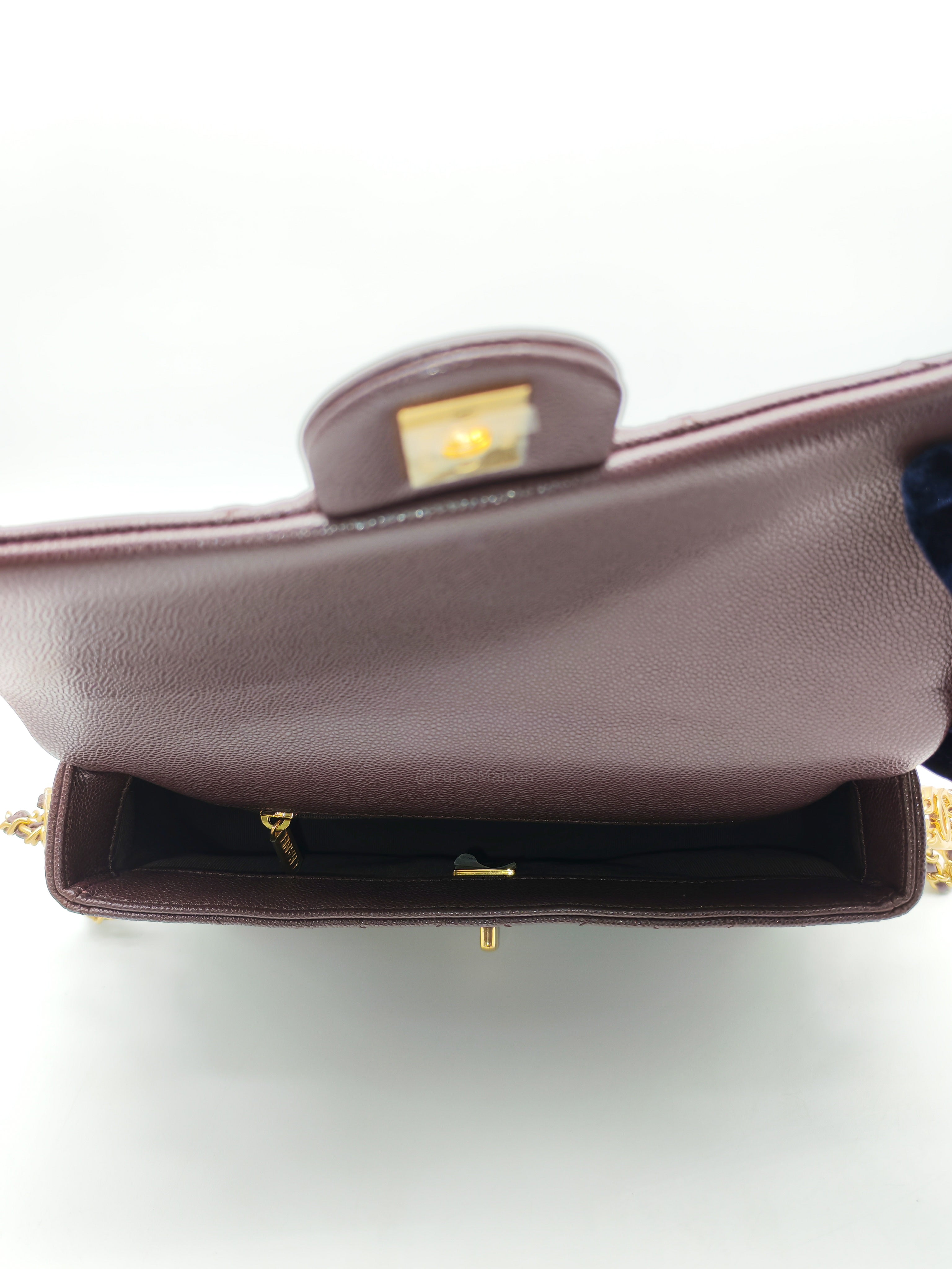 Chanel CC You Flap Bag in Dark Brown Caviar Leather Shiny Gold Hardware (Microchip)