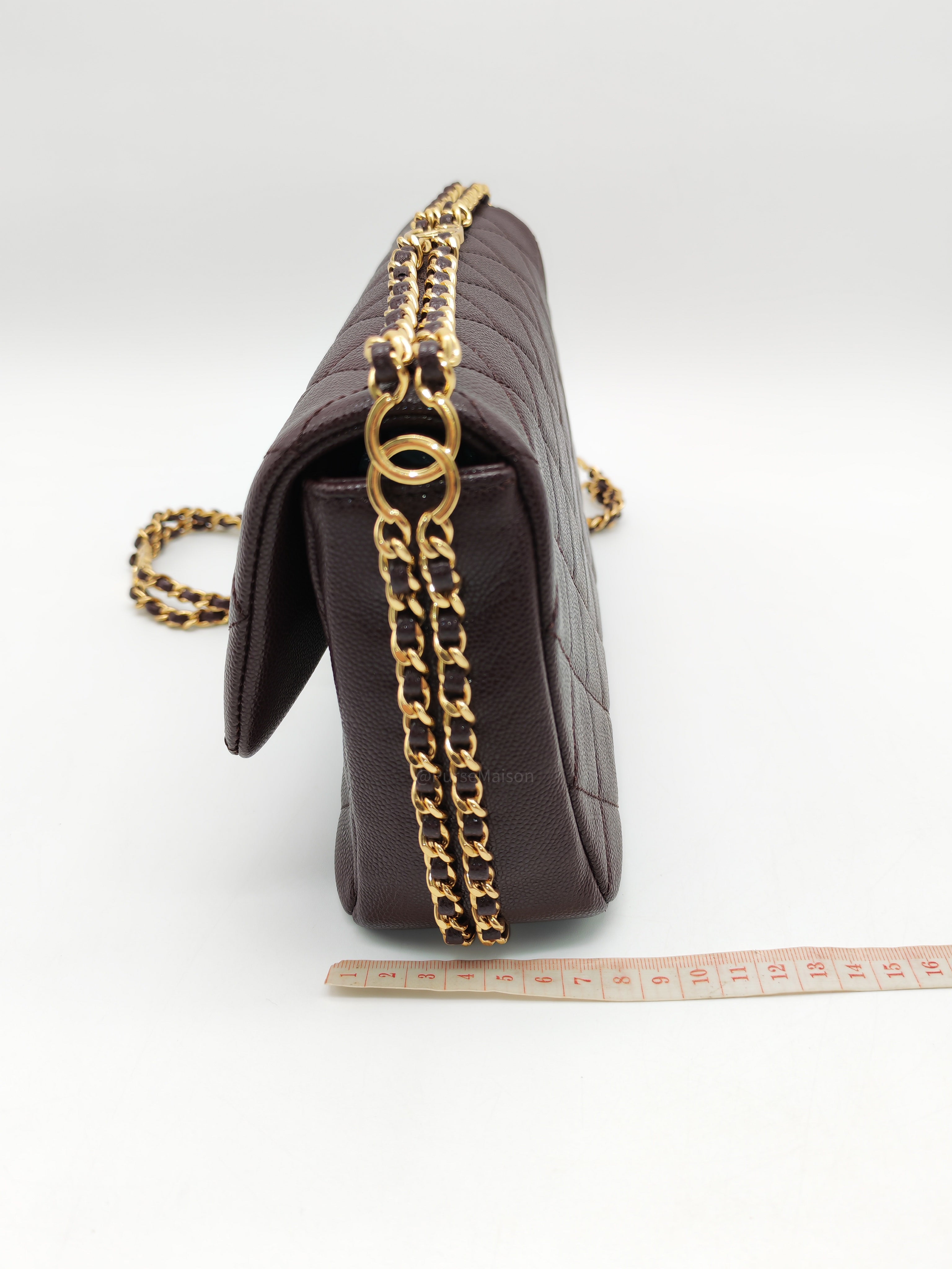 Chanel CC You Flap Bag in Dark Brown Caviar Leather Shiny Gold Hardware (Microchip)