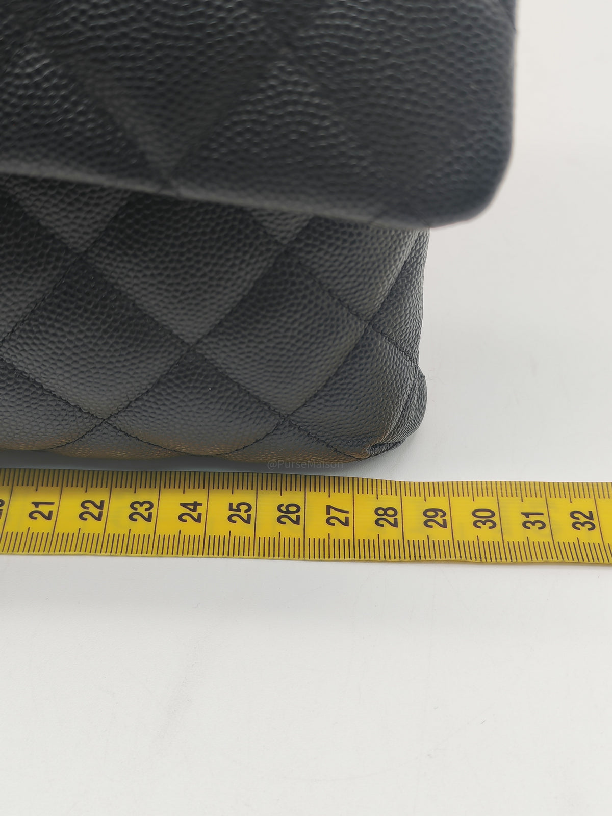 Chanel Classic Flap Clutch in Black Quilted Caviar Leather and Silver Hardware Series 26