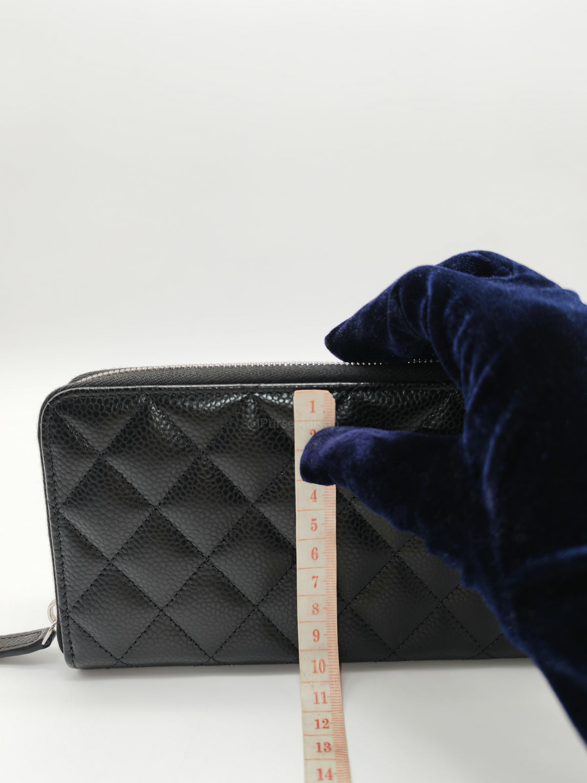 Chanel Classic Zip-Around Wallet in Black Caviar Leather and Silver Hardware Microchio (K1****0K)