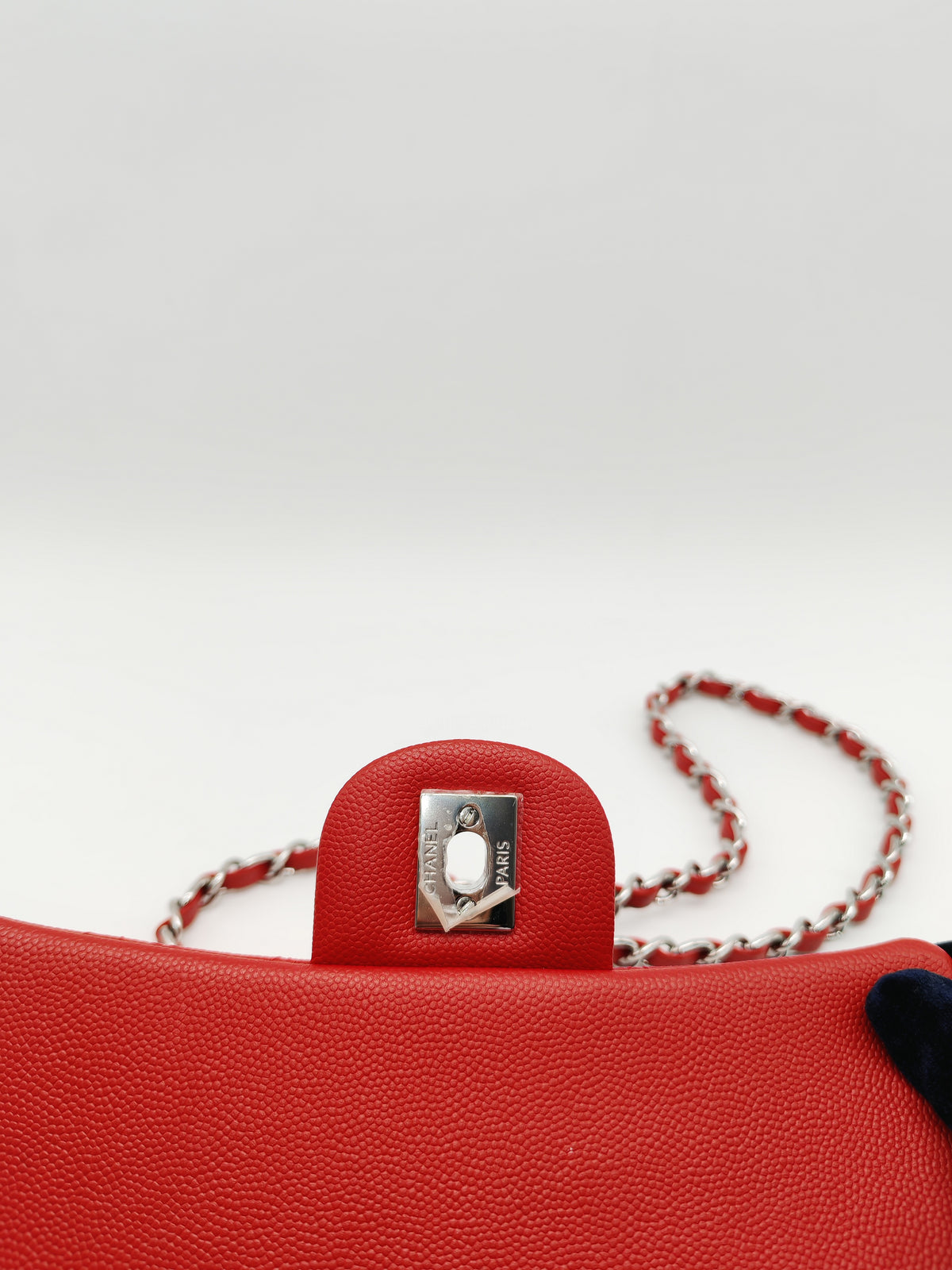 Chanel Classic Mini Rectangular Flap in Red Quilted Caviar Leather and Silver Hardware Series 27