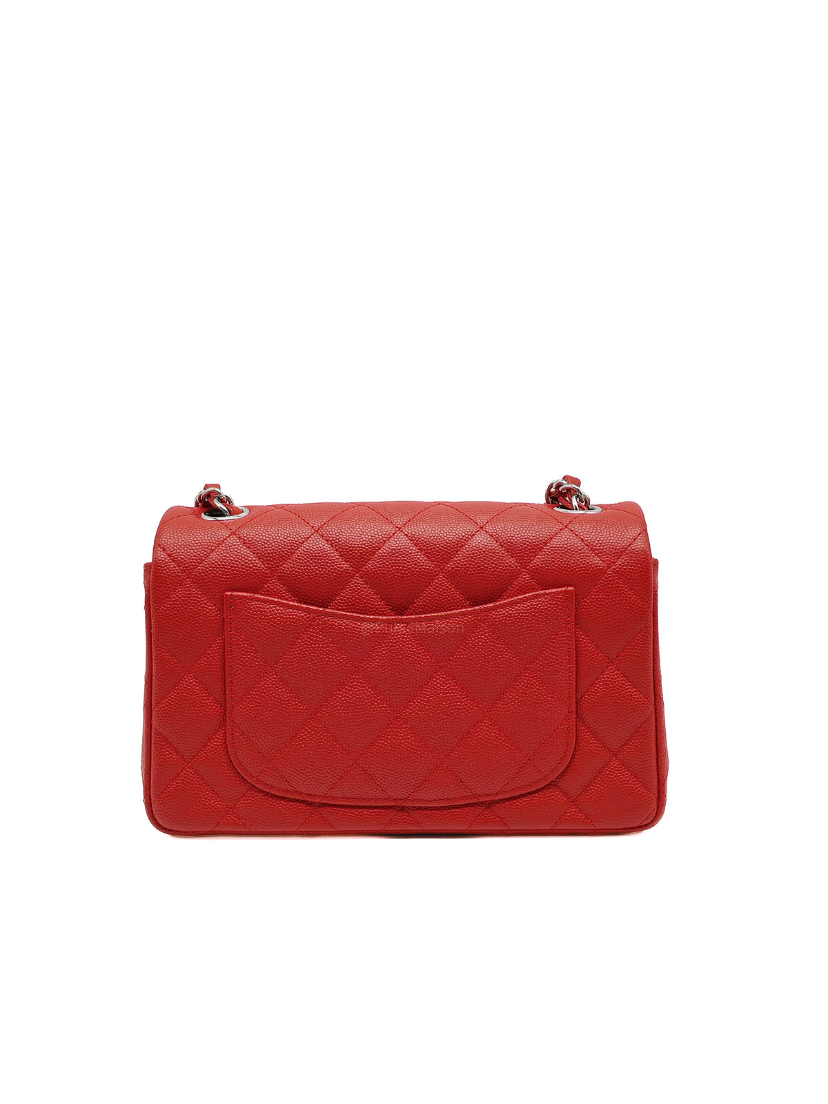 Chanel Classic Mini Rectangular Flap in Red Quilted Caviar Leather and Silver Hardware Series 27