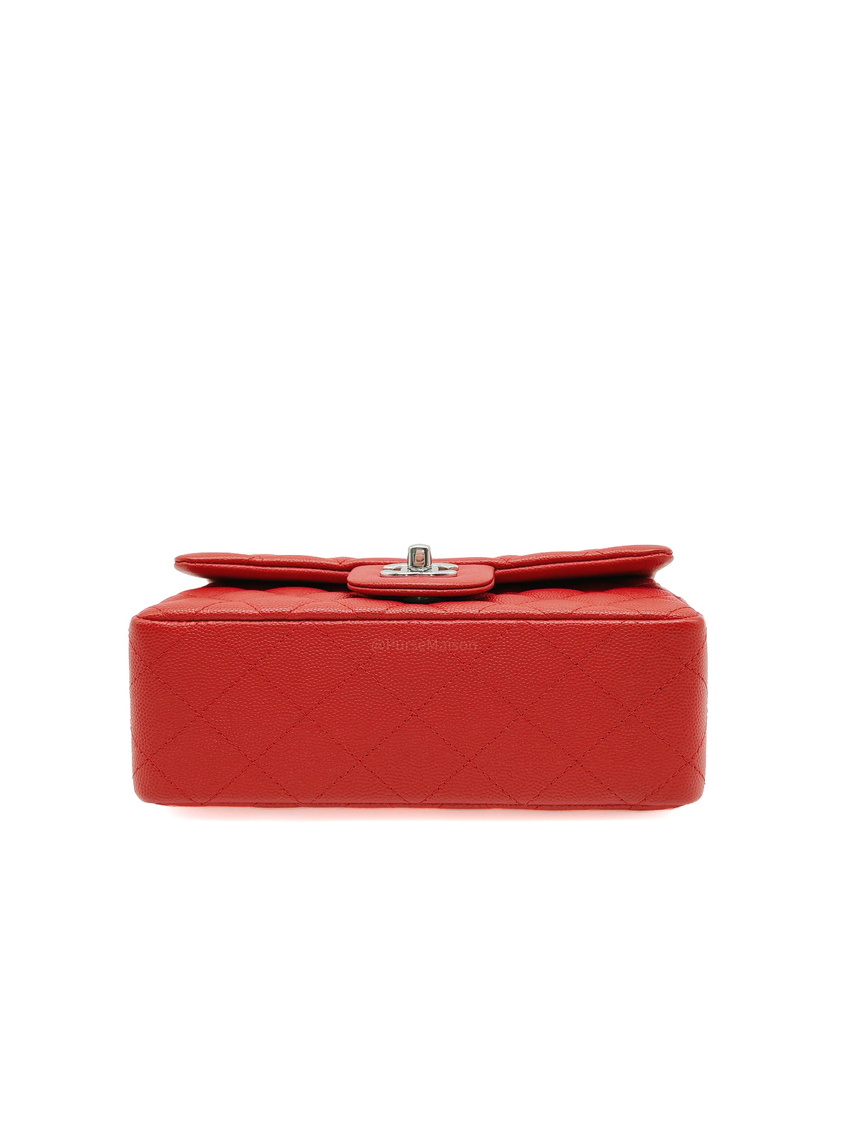 Chanel Classic Mini Rectangular Flap in Red Quilted Caviar Leather and Silver Hardware Series 27
