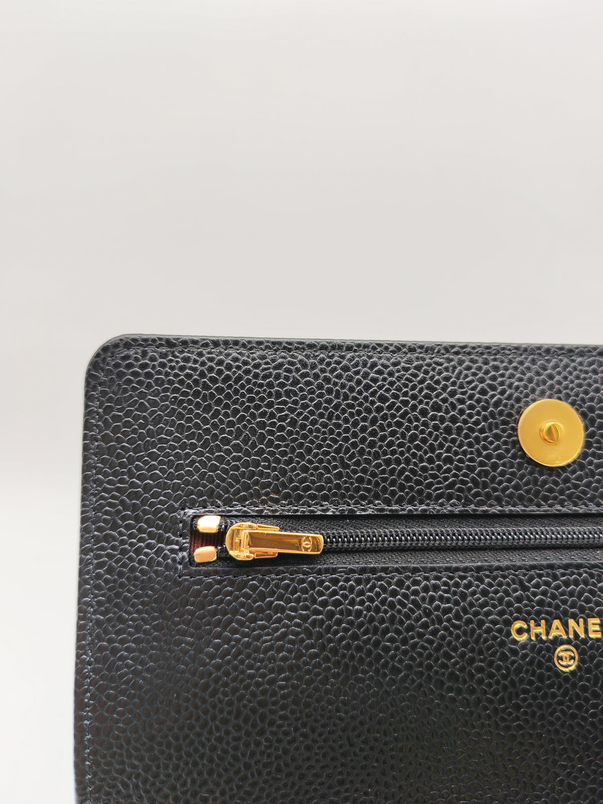 Chanel Classic Wallet on Chain (WOC) in Black Caviar Leather Gold Hardware Microchip(TG****E4)