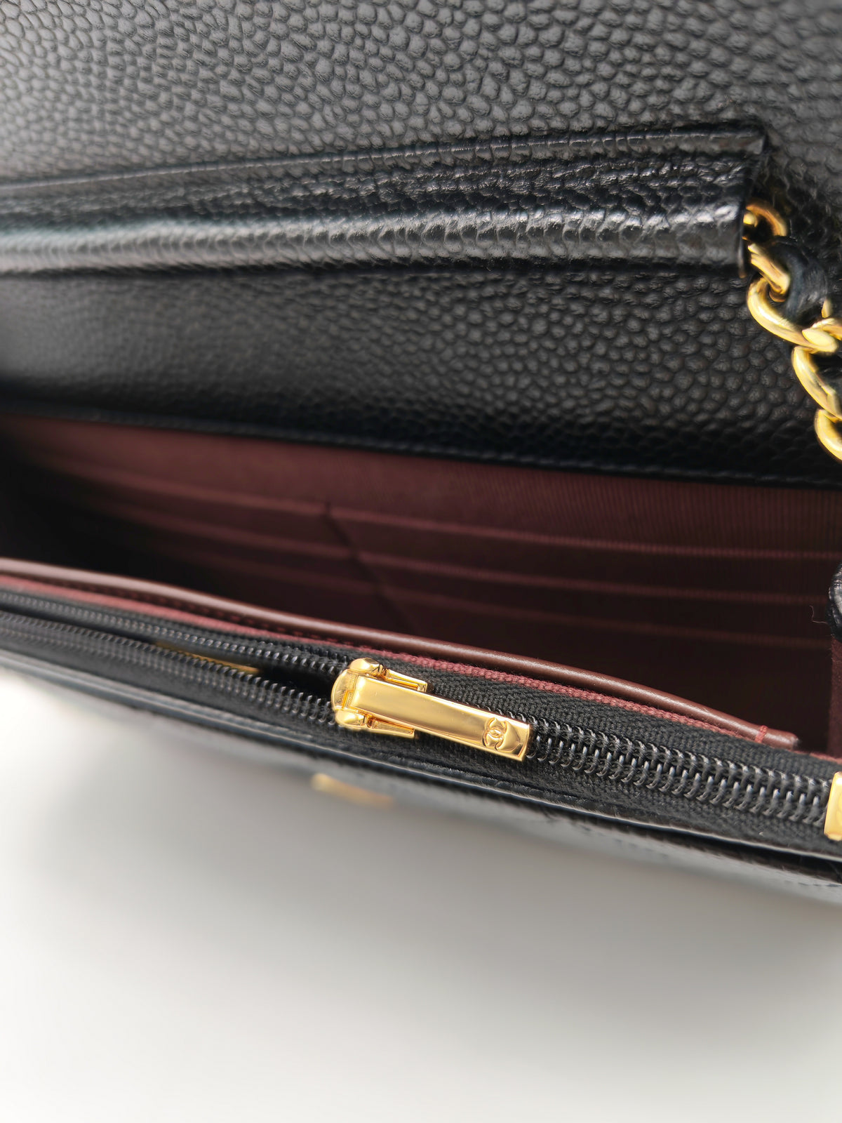 Chanel Classic Wallet on Chain (WOC) in Black Caviar Leather Gold Hardware Microchip(TG****E4)