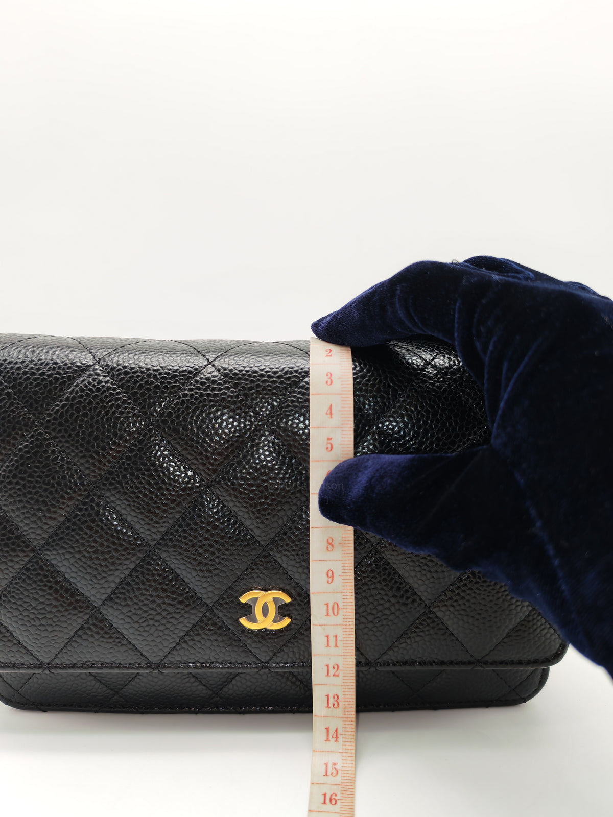 Chanel Classic Wallet on Chain (WOC) in Black Caviar Leather Gold Hardware Microchip(TG****E4)