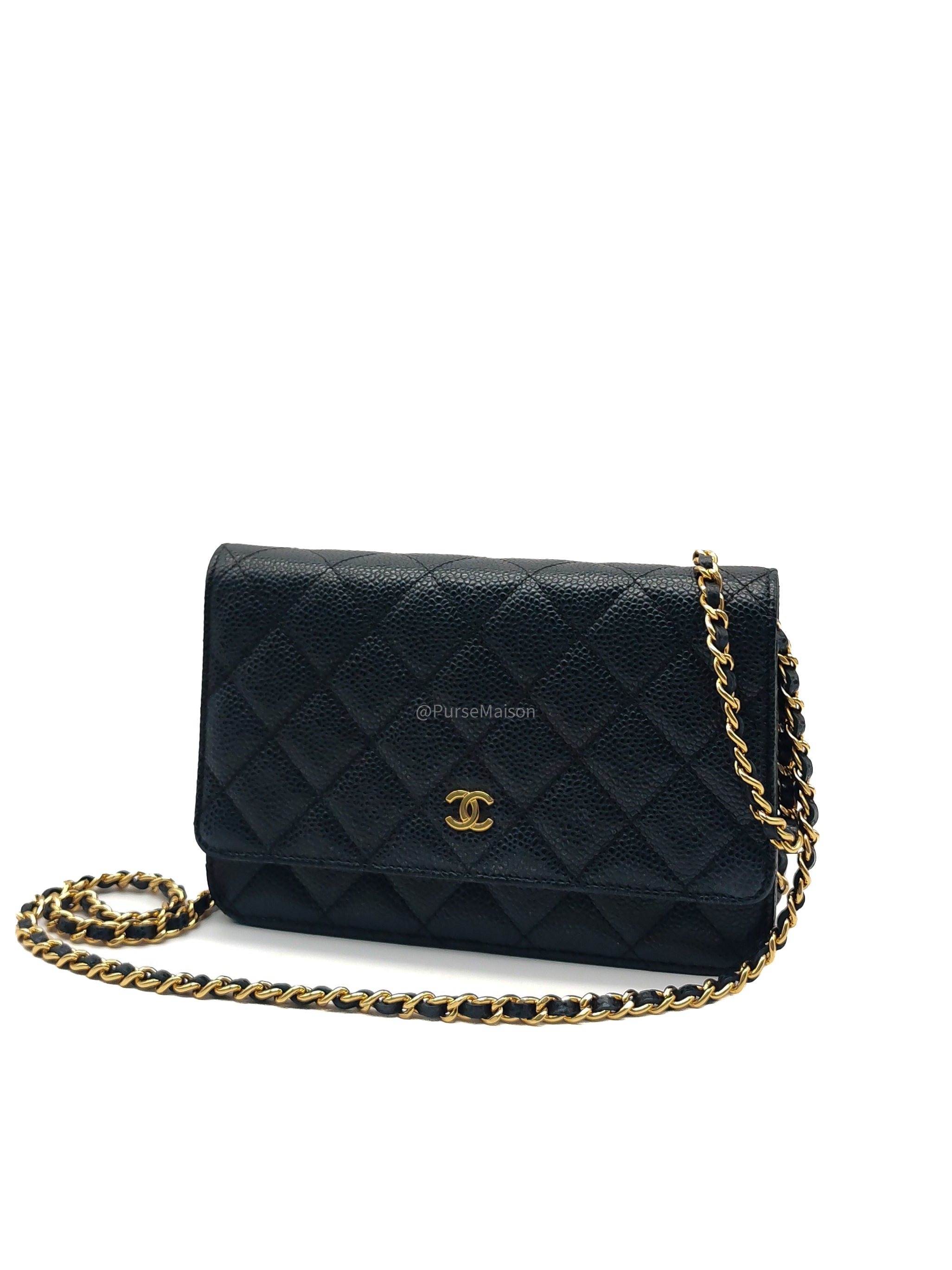 Chanel Classic Wallet on Chain in Black Caviar Leather and Gold Hardware Series 29