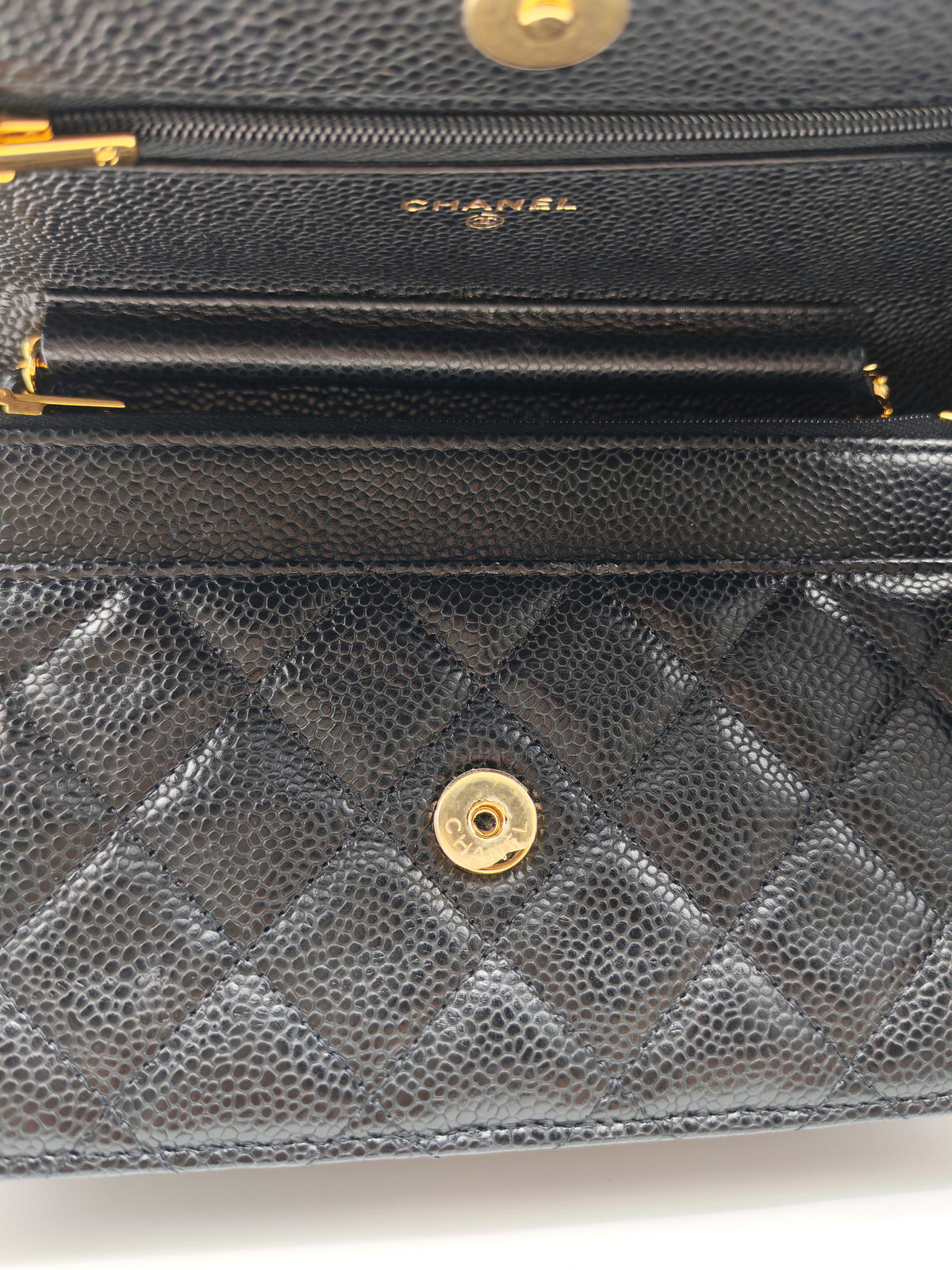 Chanel Classic Wallet on Chain (WOC) in Black Caviar Leather Gold Hardware (Series 30****12)