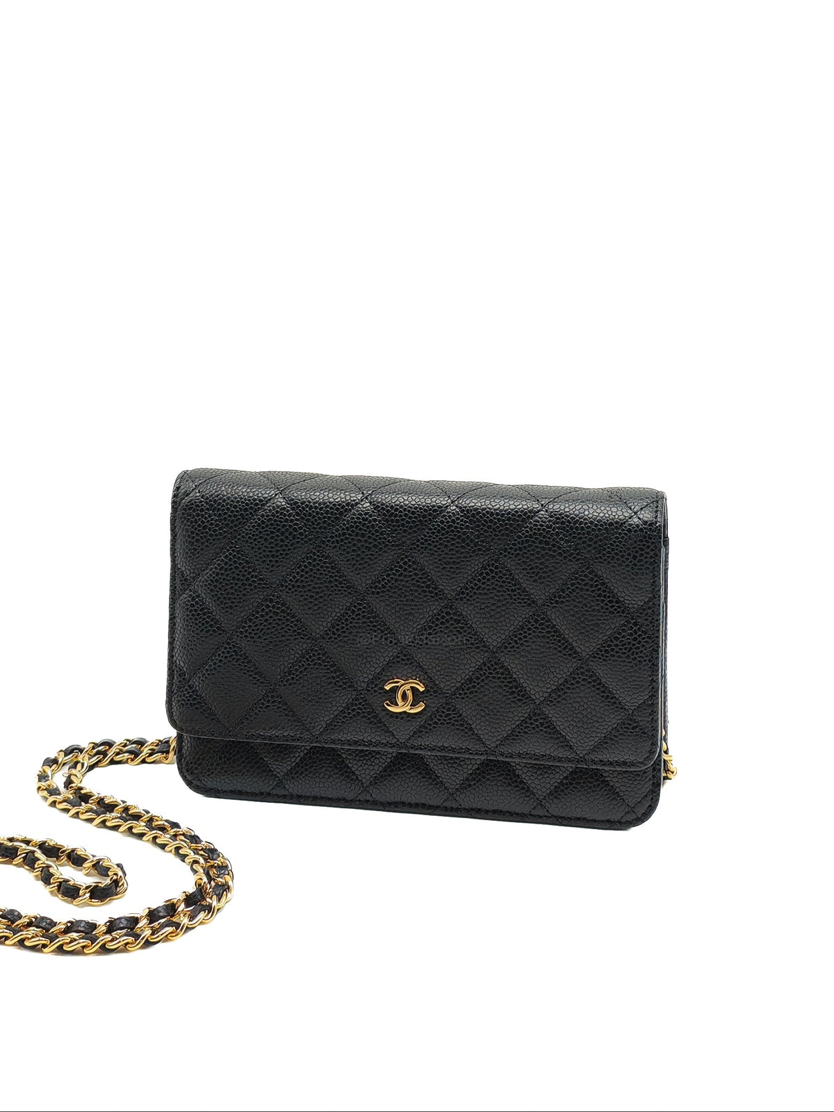 Chanel Classic Wallet on Chain (WOC) in Black Caviar Leather Gold Hardware (Series 30****12)