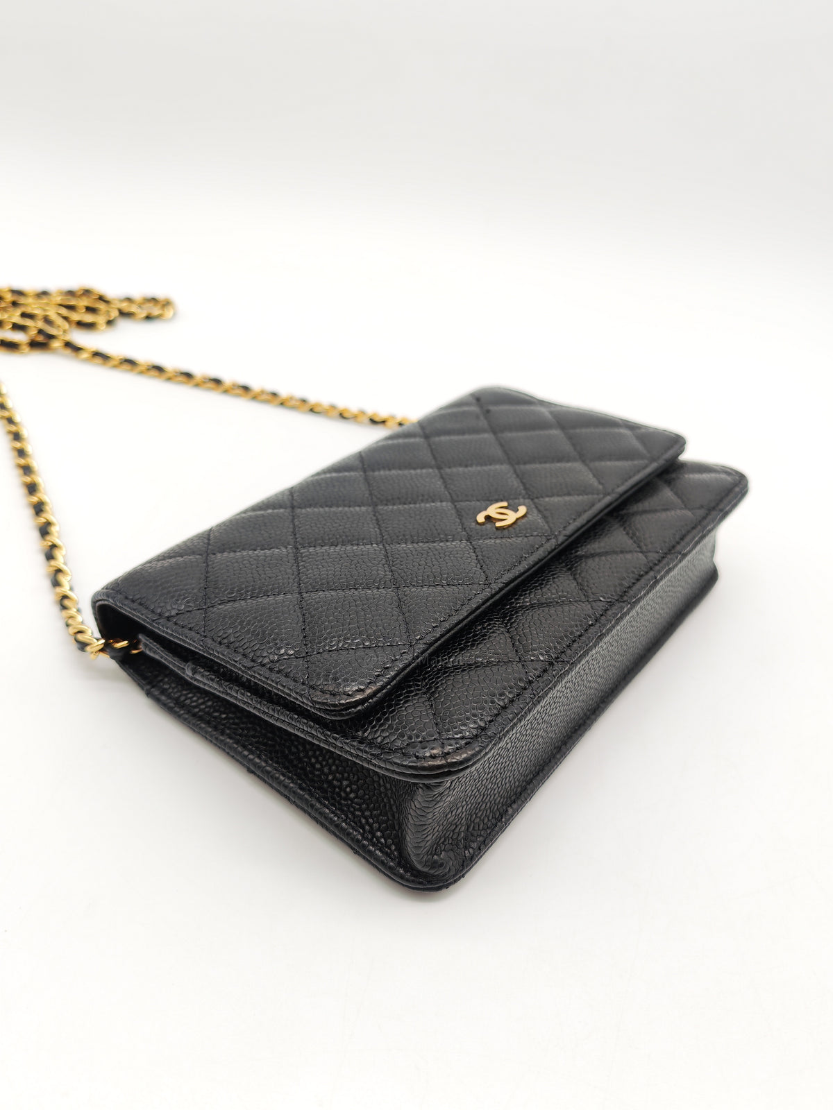 Chanel Classic Wallet on Chain (WOC) in Black Caviar Leather Gold Hardware (Series 30****12)