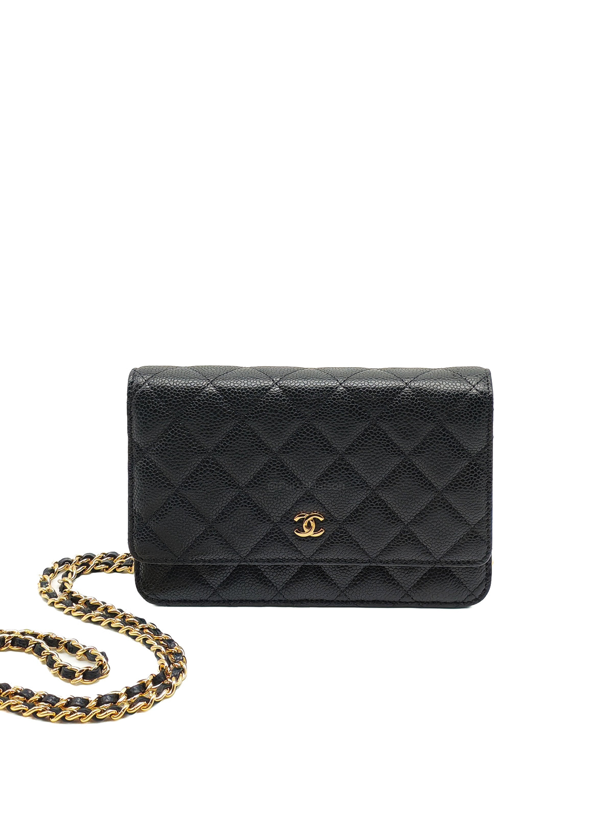 Chanel Classic Wallet on Chain (WOC) in Black Caviar Leather Gold Hardware (Series 30****12)