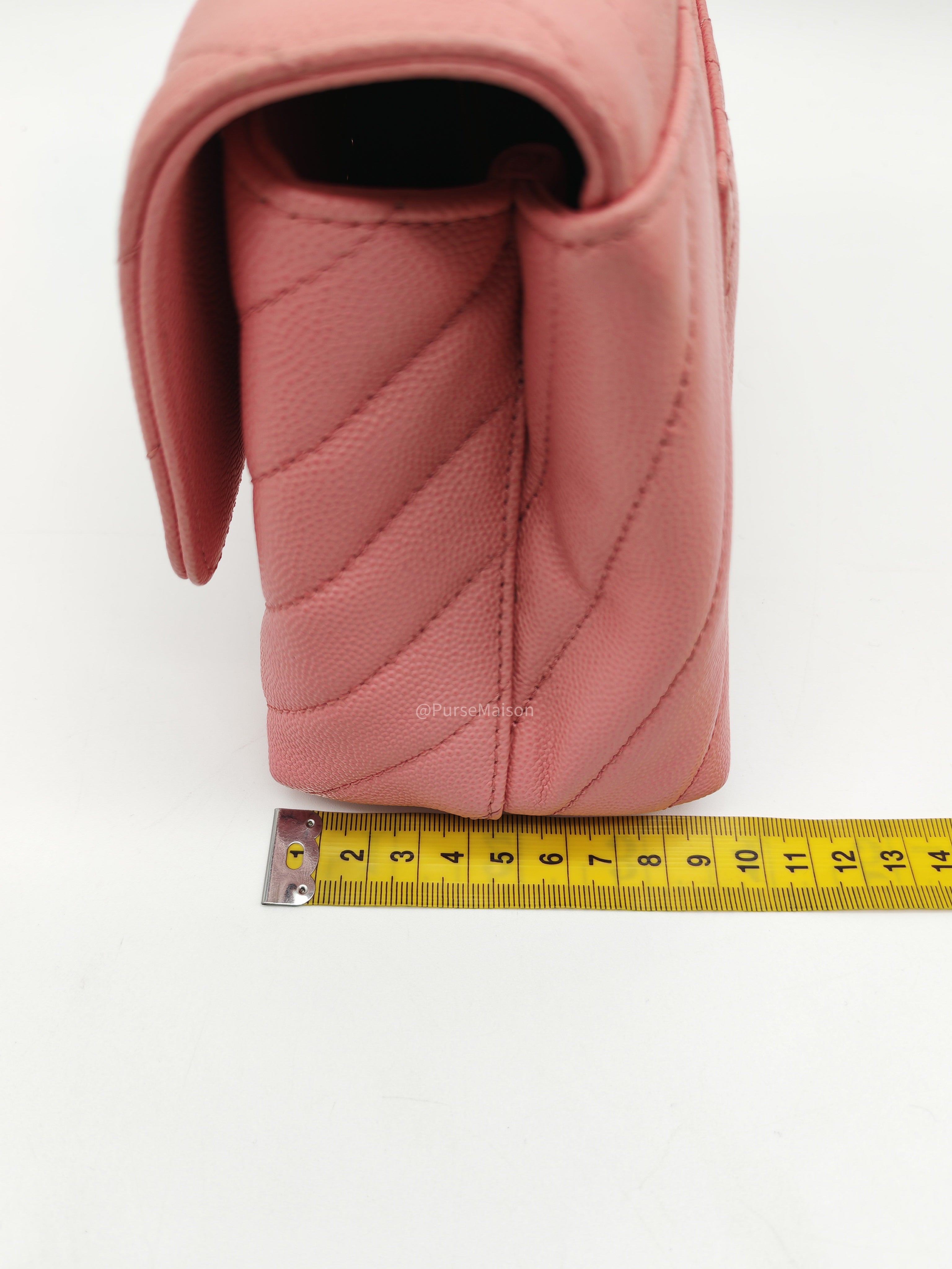 Chanel Coco Handle Small in Pink Chevron Quilted Caviar Leather and Light Gold Hardware Series 29