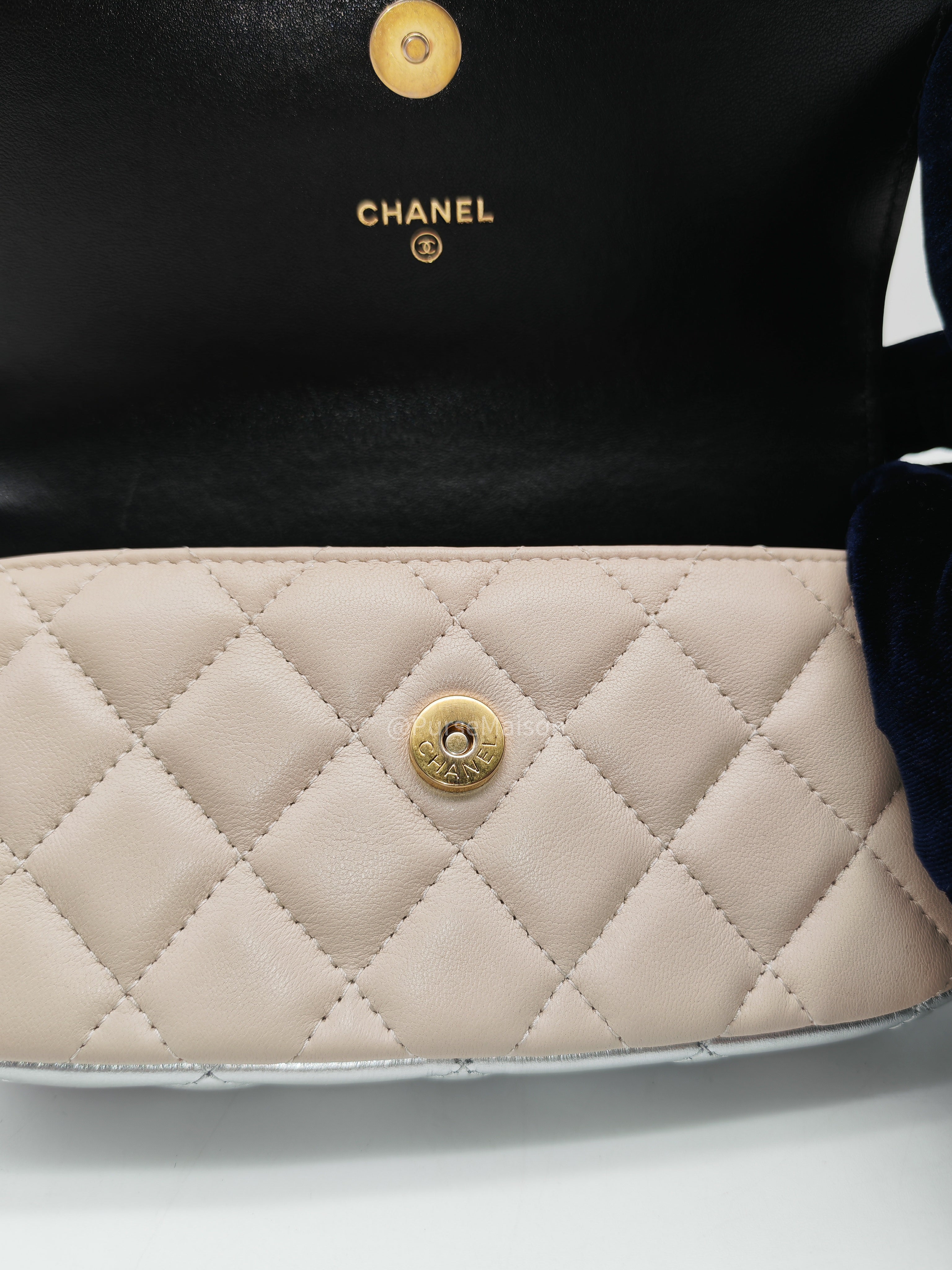 Chanel Color Burst Clutch in Lambskin Leather With Black Polished Metal Chain Strap Bag (Microchip)