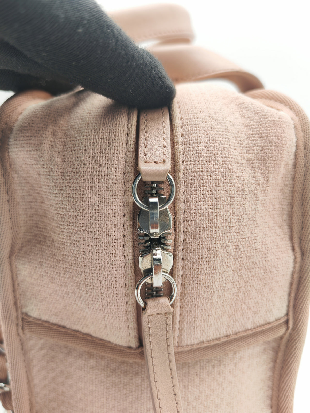 Chanel Deauville Bowling Bag Small in Pink Canvas Silver Hardware (Series 20)