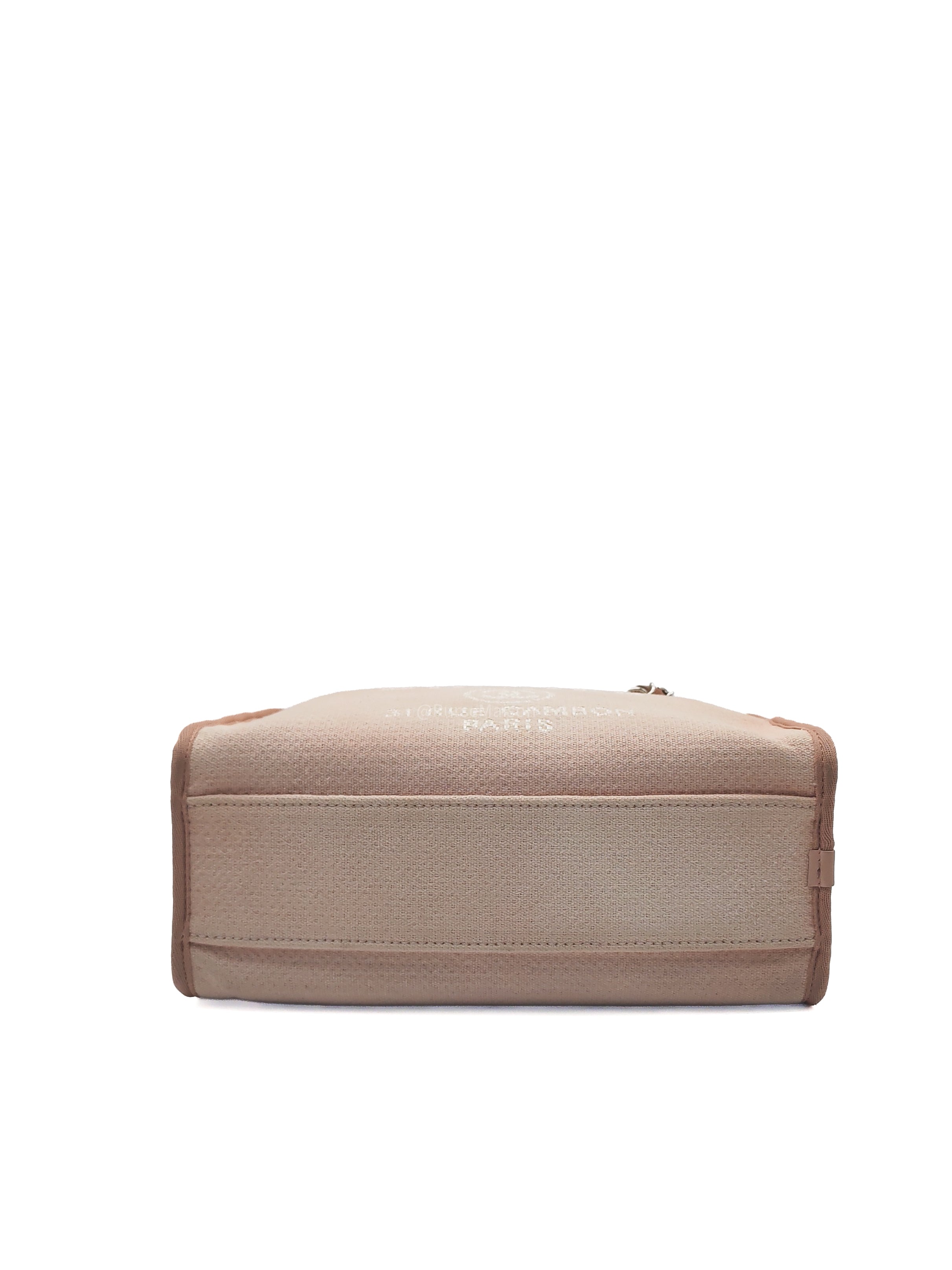 Chanel Deauville Bowling Bag Small in Pink Canvas Silver Hardware (Series 20)