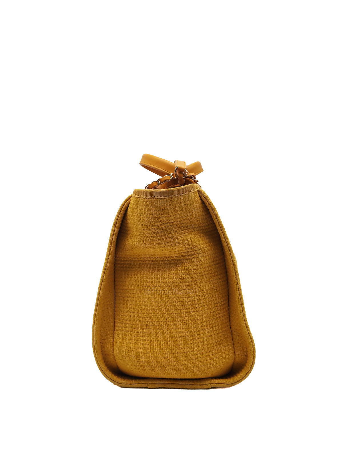 Chanel Deauville Tote Bag in Vibrant Yellow Mixed Fibers and Light Gold Hardware Microchip | Purse Maison Luxury Bags Shop
