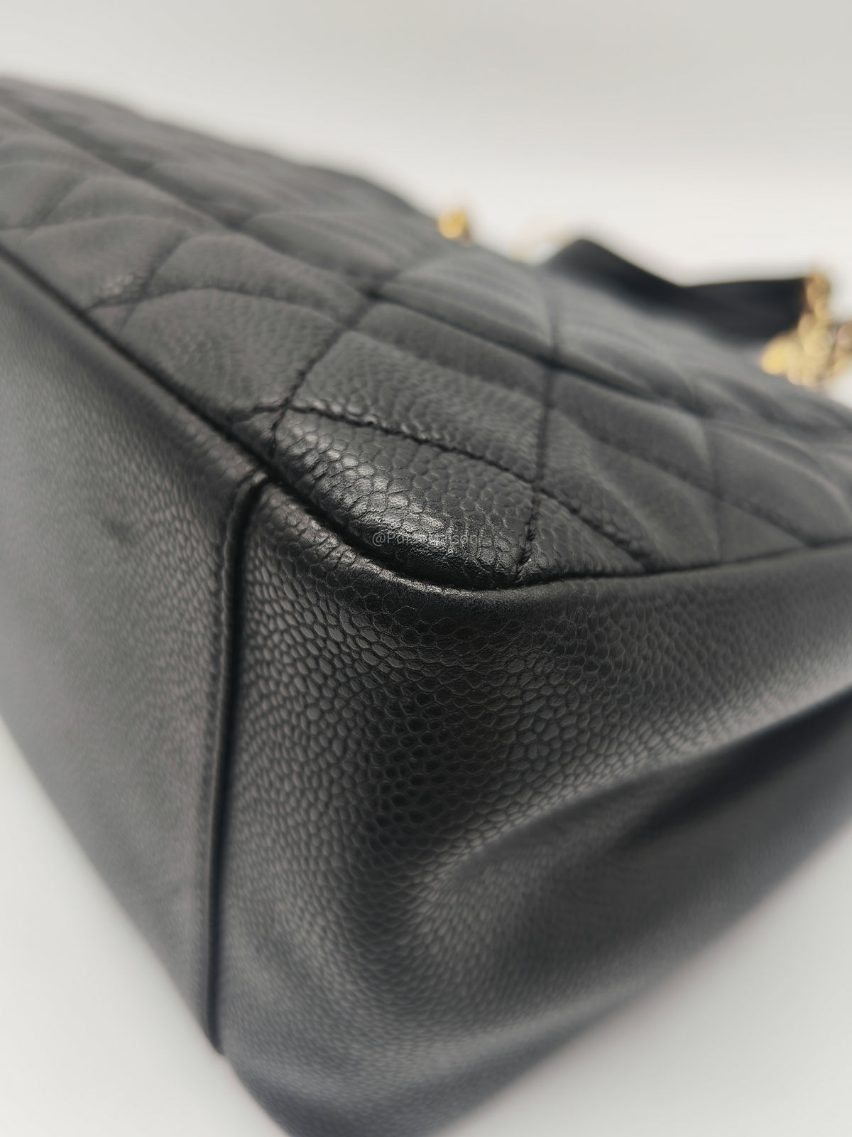 Chanel Grand Shopping Tote (GST) in Black Quilted Caviar Leather and Gold Hardware Series 13