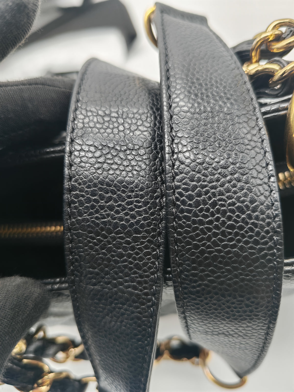 Chanel Grand Shopping Tote (GST) in Black Quilted Caviar Leather and Gold Hardware Series 13