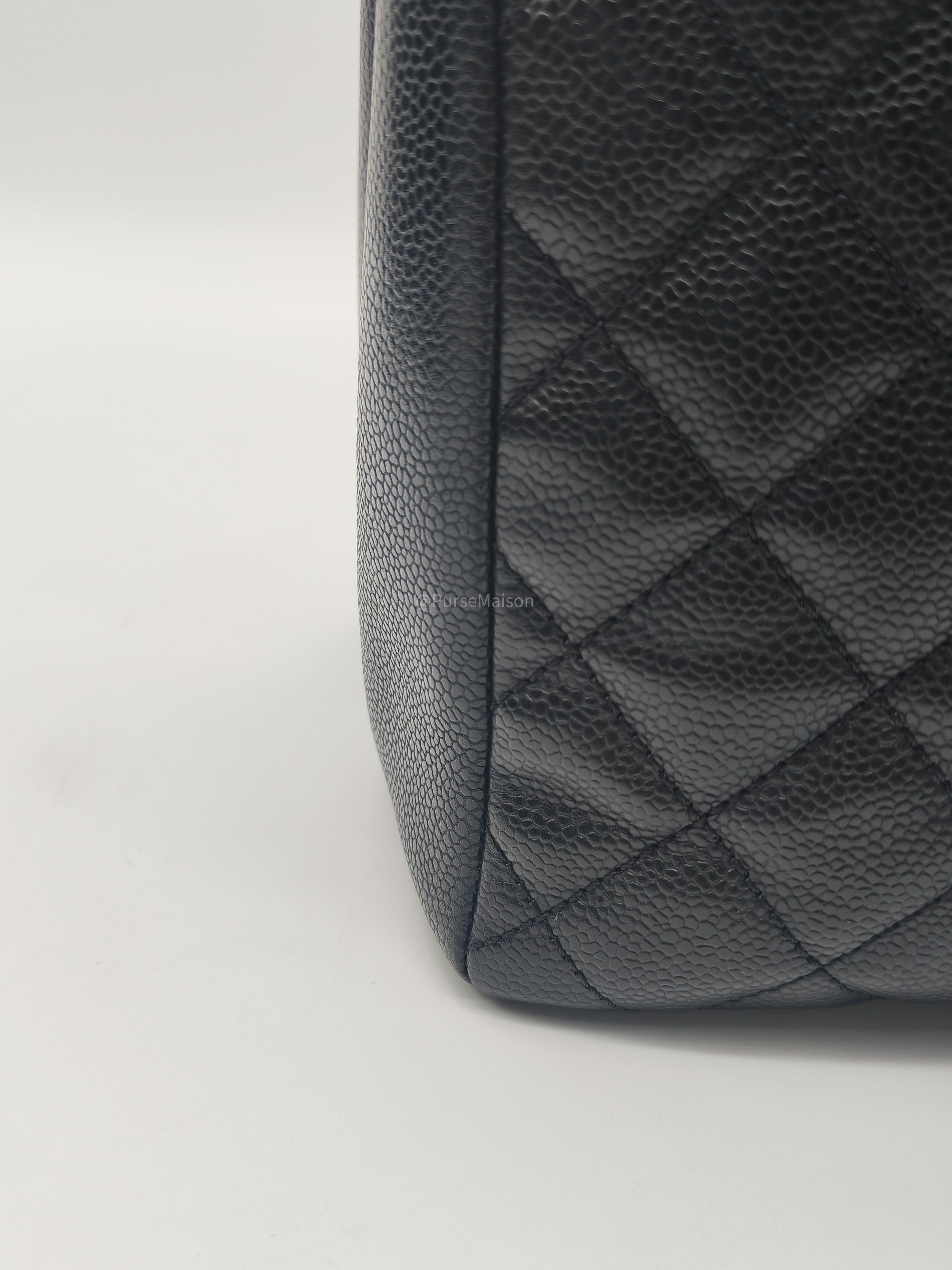 Chanel Grand Shopping Tote (GST) in Black Quilted Caviar Leather and Gold Hardware Series 13