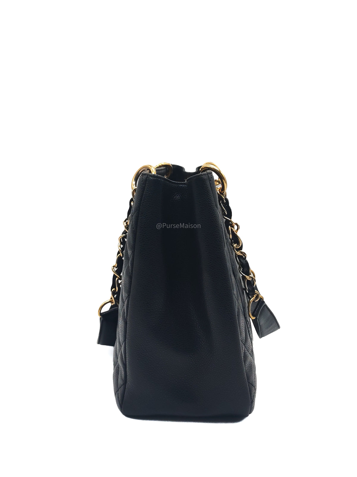 Chanel Grand Shopping Tote (GST) in Black Quilted Caviar Leather and Gold Hardware Series 13