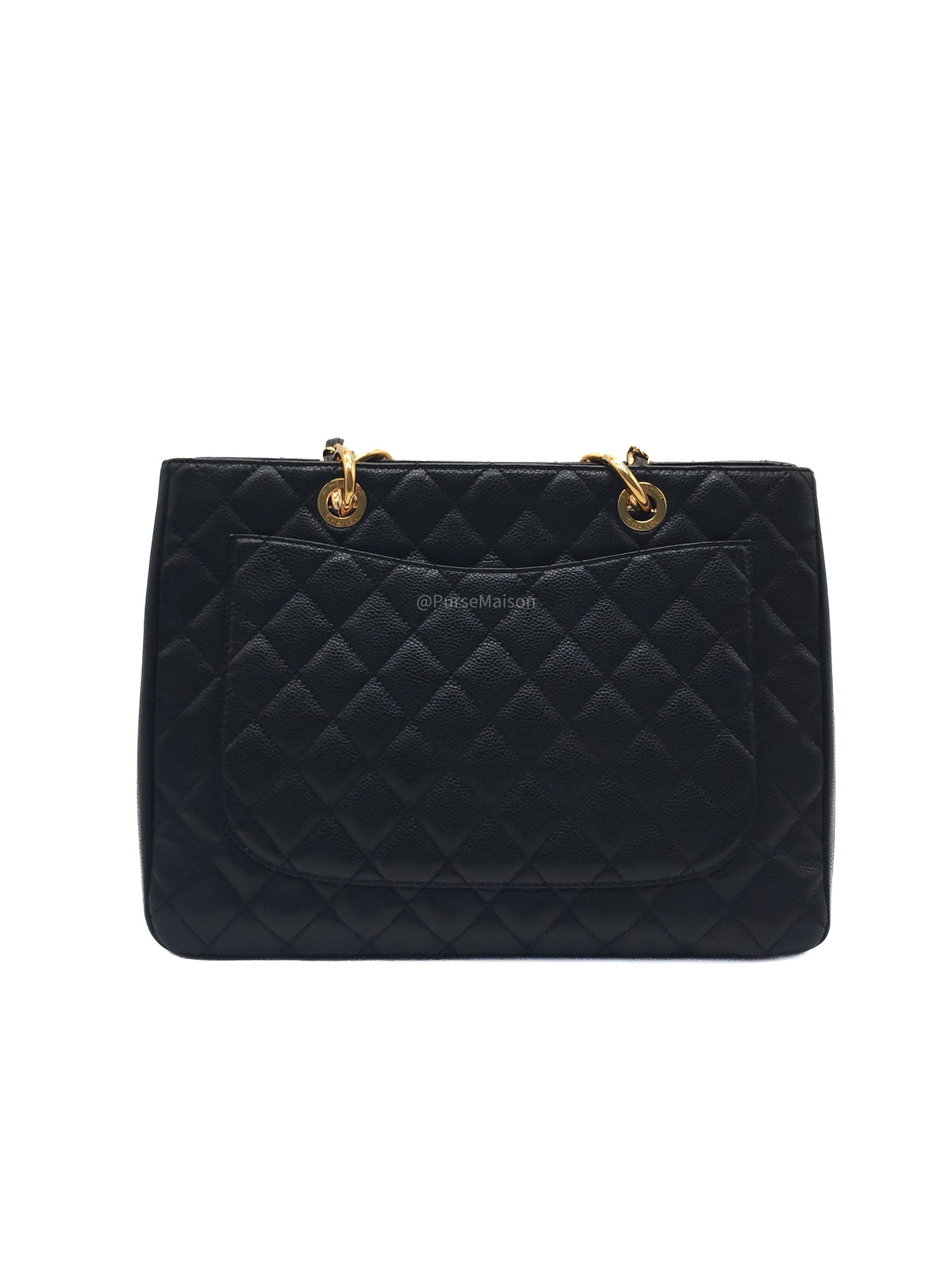 Chanel Grand Shopping Tote (GST) in Black Quilted Caviar Leather and Gold Hardware Series 13