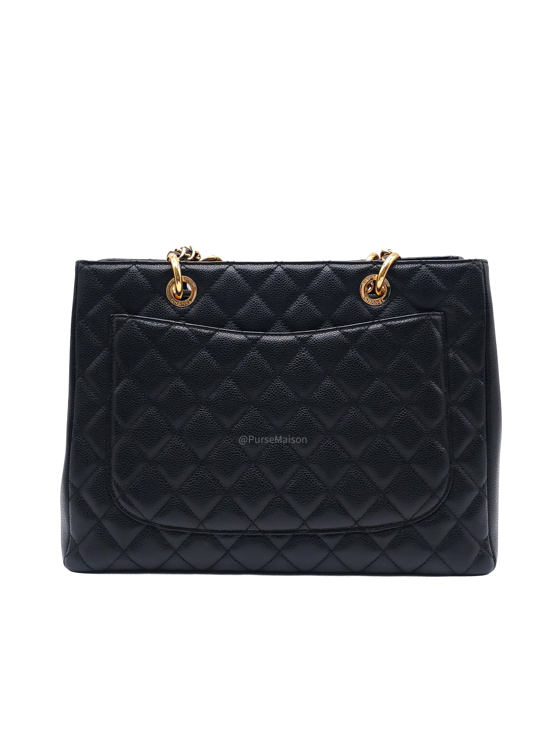 Chanel Grand Shopping Tote Bag (GST) in Black Quilted Caviar Leather Gold Hardware (Series 19****53)
