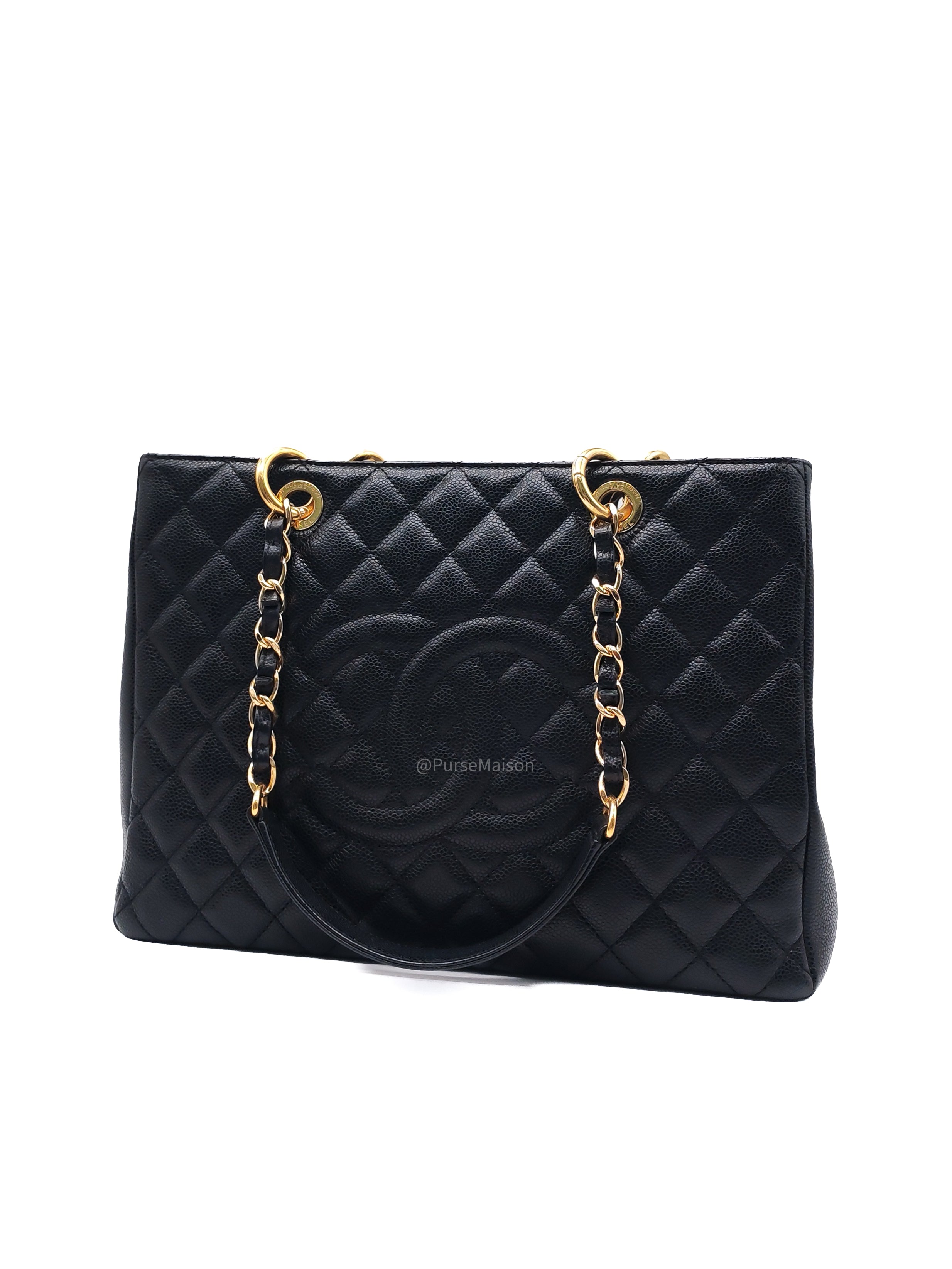 Chanel Grand Shopping Tote Bag (GST) in Black Quilted Caviar Leather Gold Hardware (Series 19****53)