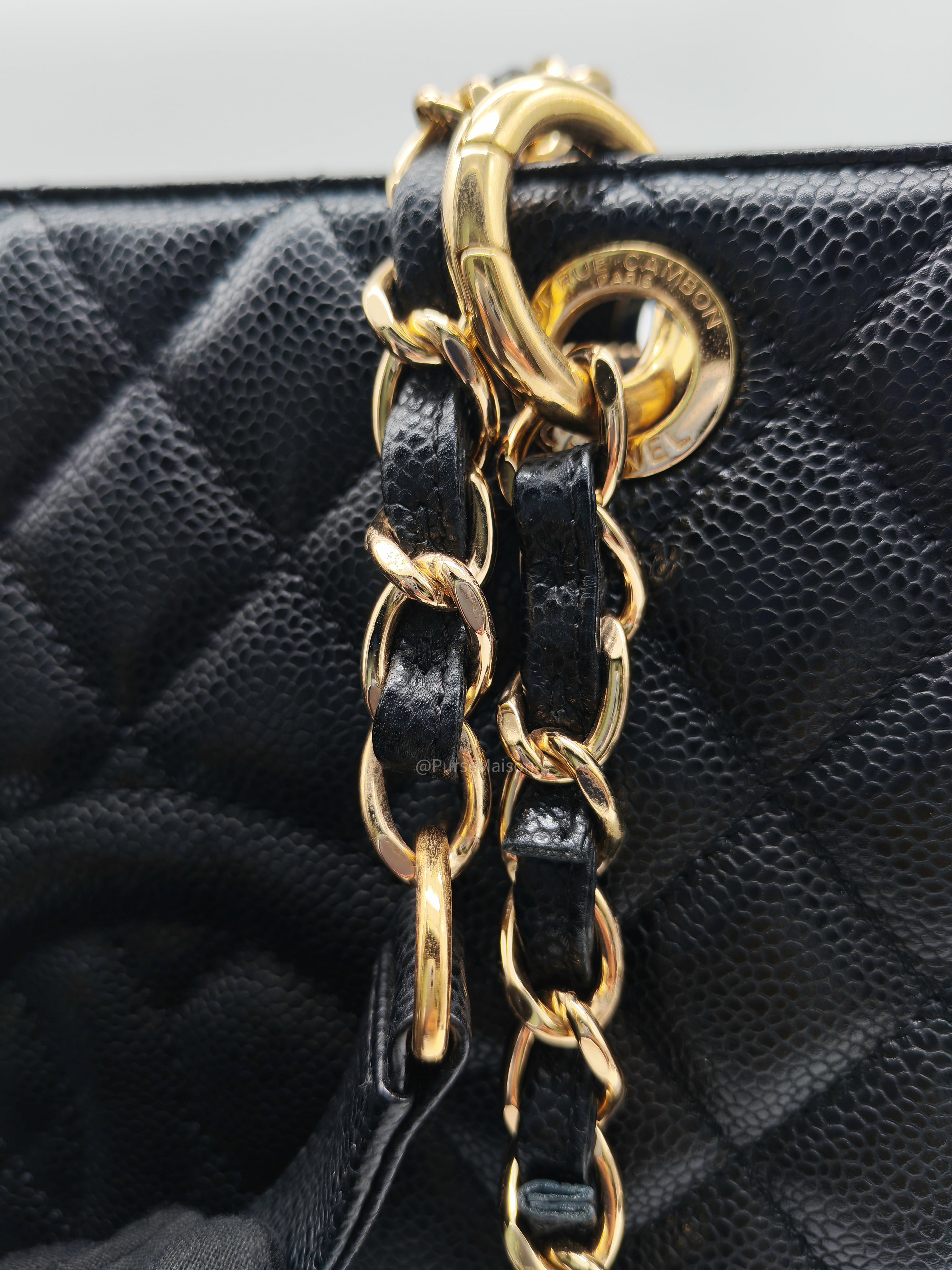 Chanel Grand Shopping Tote Bag (GST) in Black Quilted Caviar Leather Gold Hardware (Series 19****53)