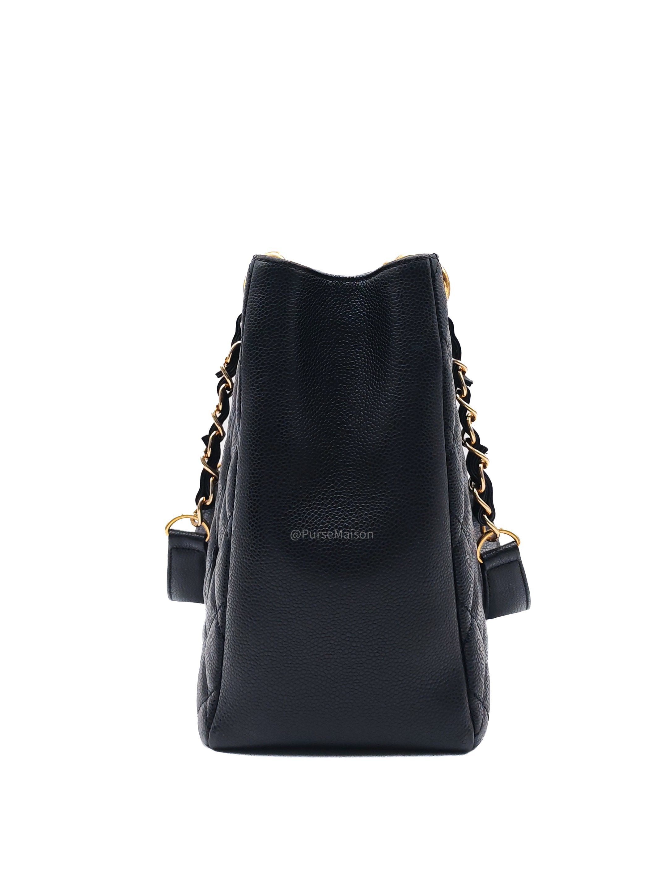 Chanel Grand Shopping Tote Bag (GST) in Black Quilted Caviar Leather Gold Hardware (Series 19****53)