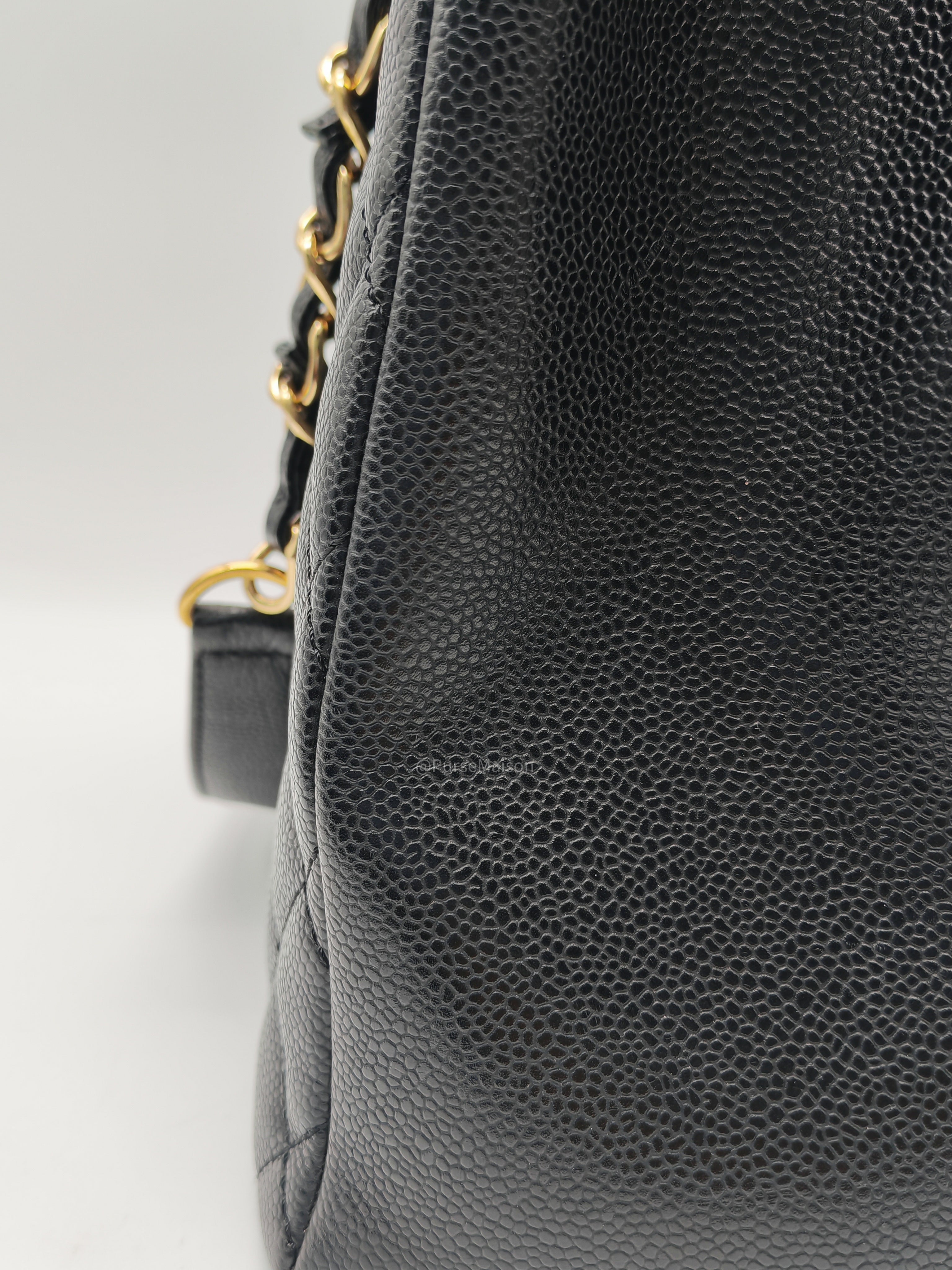 Chanel Grand Shopping Tote Bag (GST) in Black Quilted Caviar Leather Gold Hardware (Series 19****53)