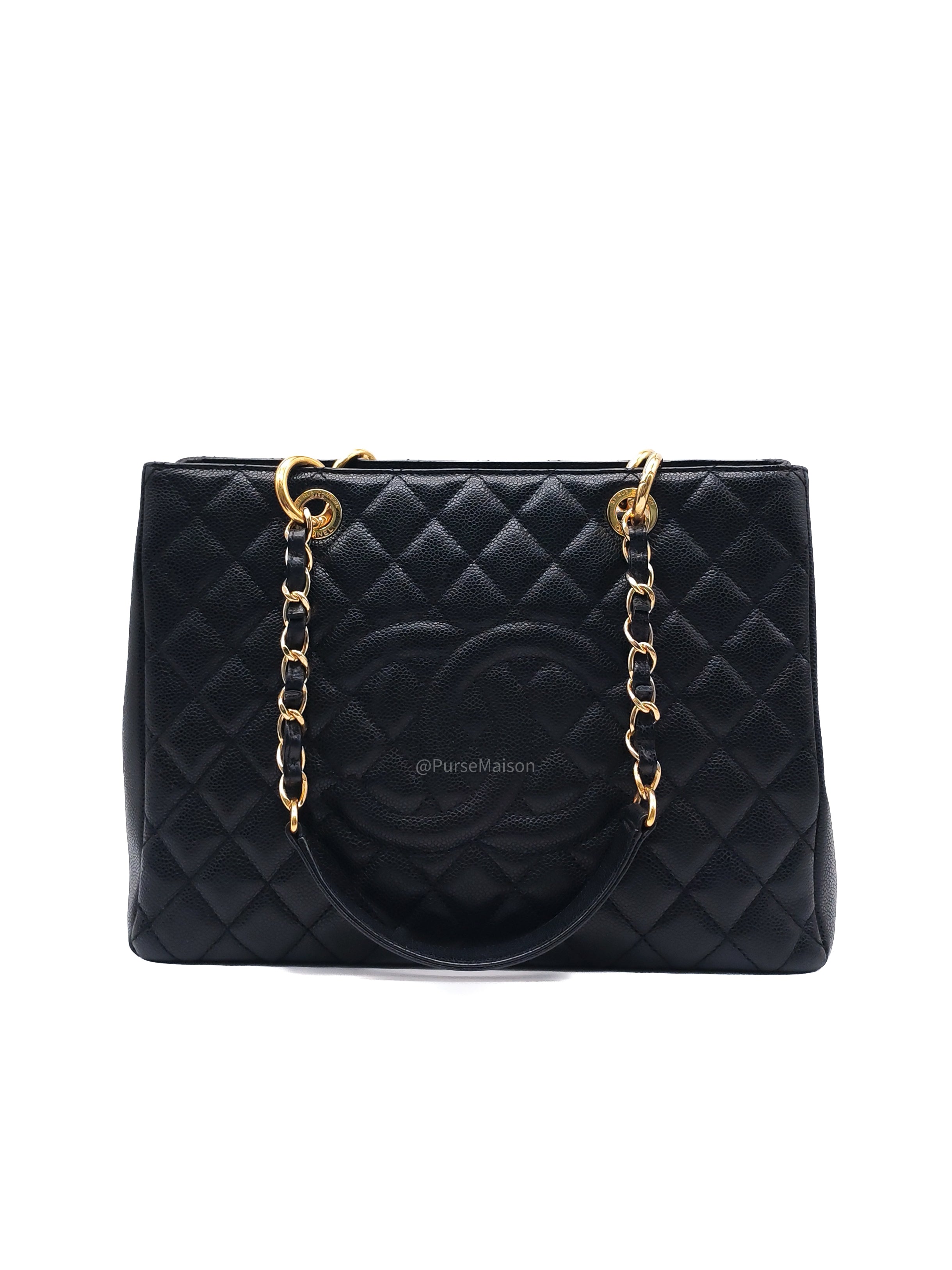 Chanel Grand Shopping Tote Bag (GST) in Black Quilted Caviar Leather Gold Hardware (Series 19****53)