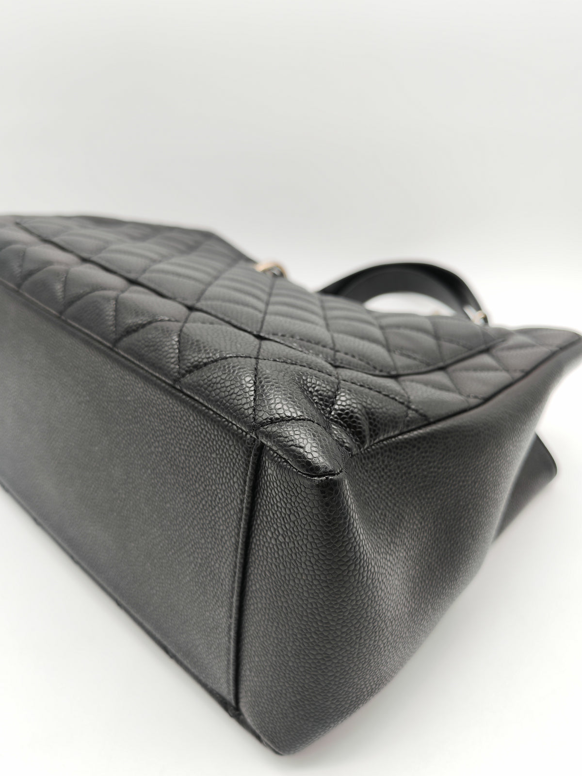 Chanel Grand Shopping Tote (GST) in Black Quilted Caviar Leather and Silver Hardware Series 19