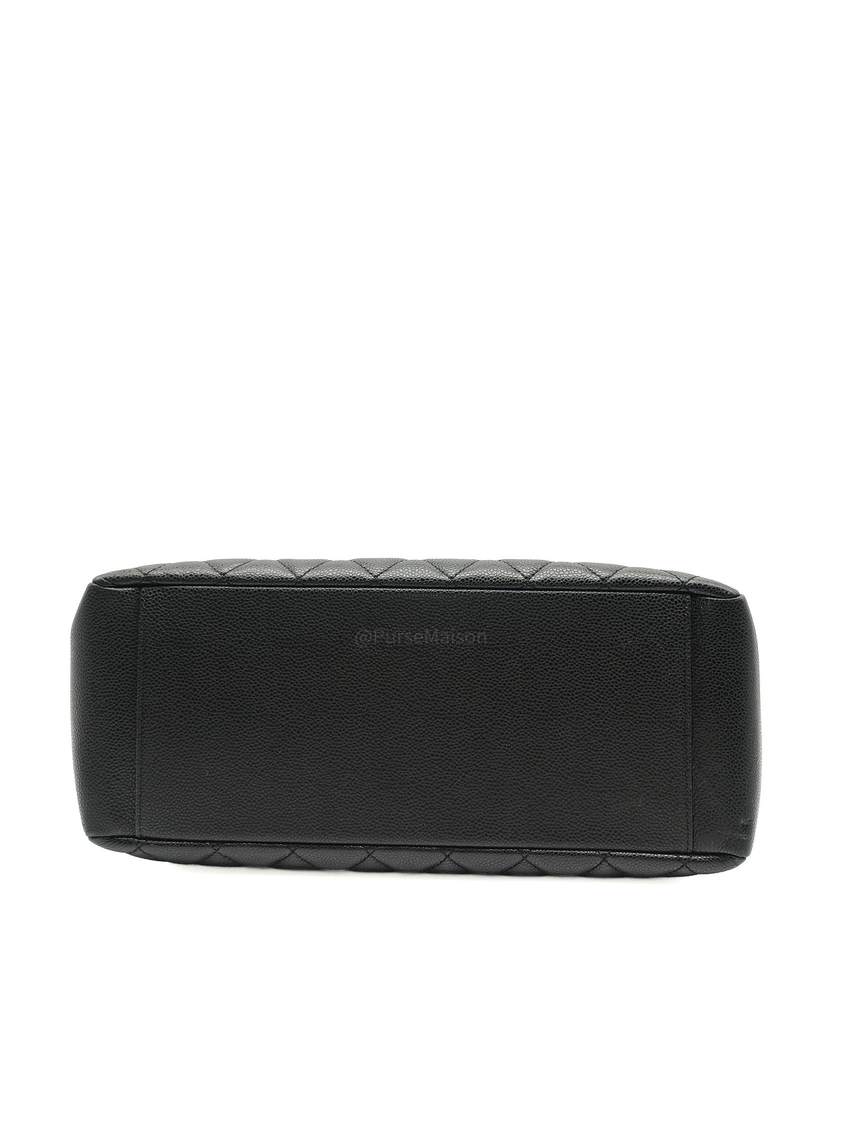 Chanel Grand Shopping Tote (GST) in Black Quilted Caviar Leather and Silver Hardware Series 19