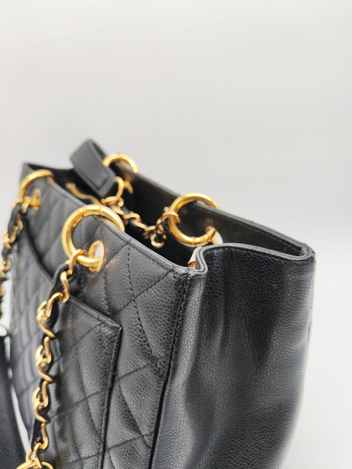 Chanel Grand Shopping Tote (GST) in Black Caviar Leather and Gold Hardware Series 13