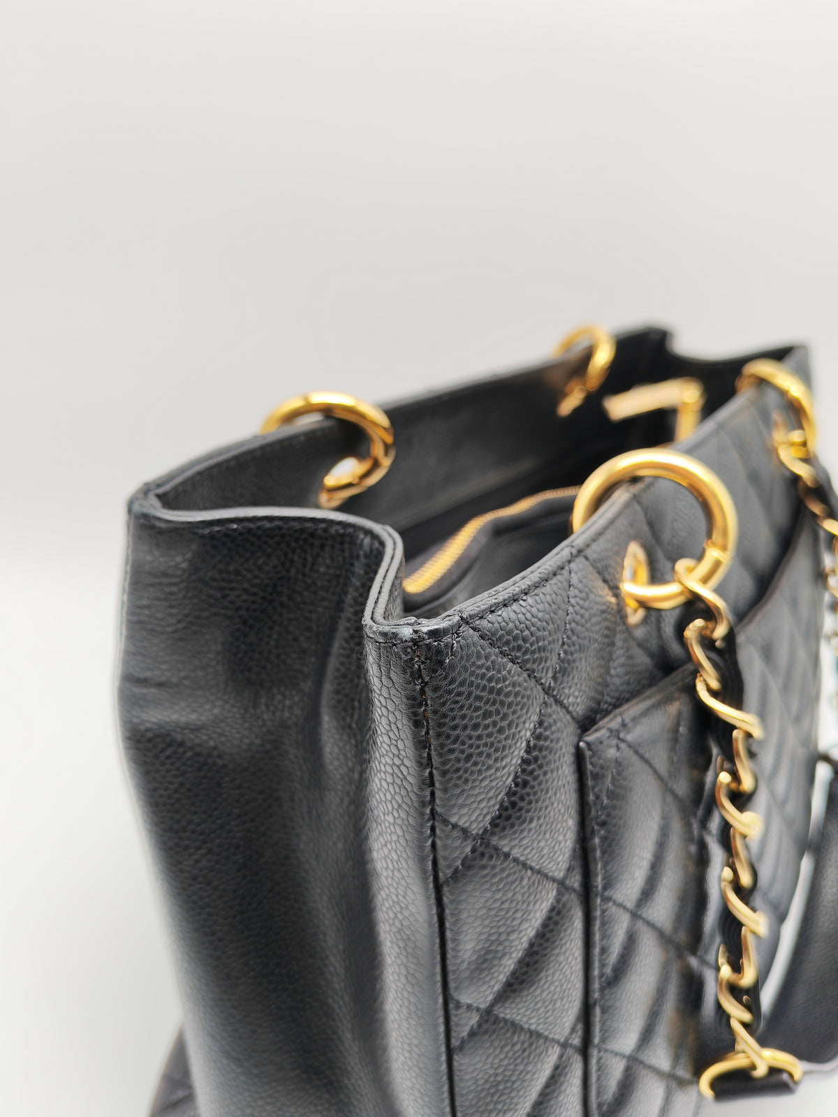 Chanel Grand Shopping Tote (GST) in Black Caviar Leather and Gold Hardware Series 13