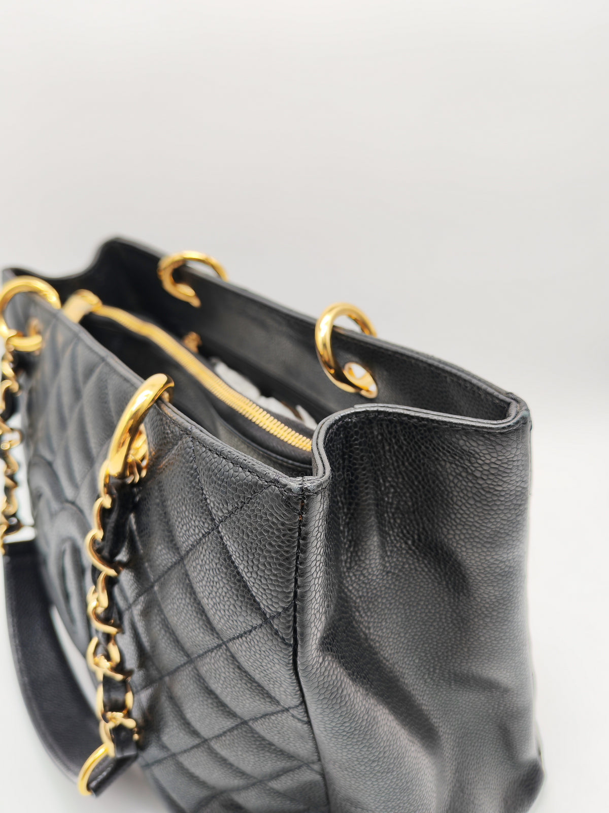 Chanel Grand Shopping Tote (GST) in Black Caviar Leather and Gold Hardware Series 13