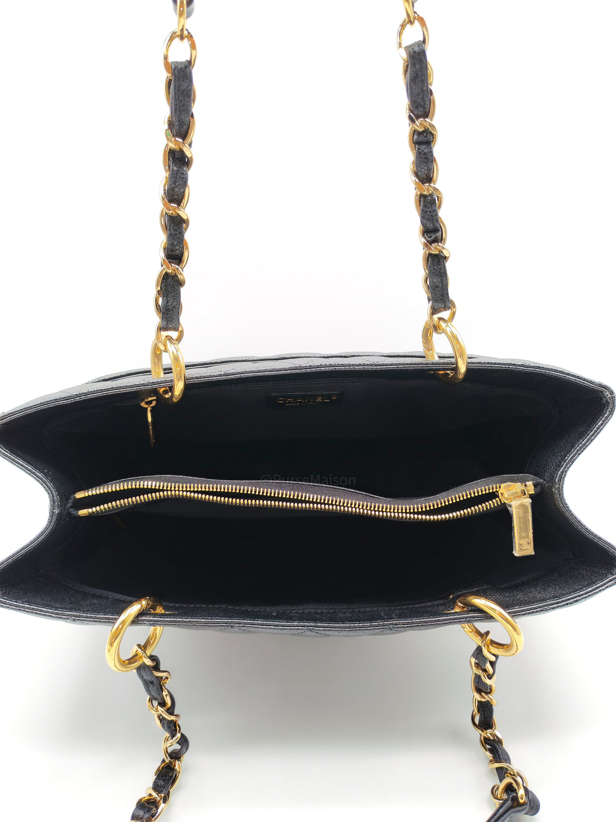 Chanel Grand Shopping Tote (GST) in Black Caviar Leather and Gold Hardware Series 13