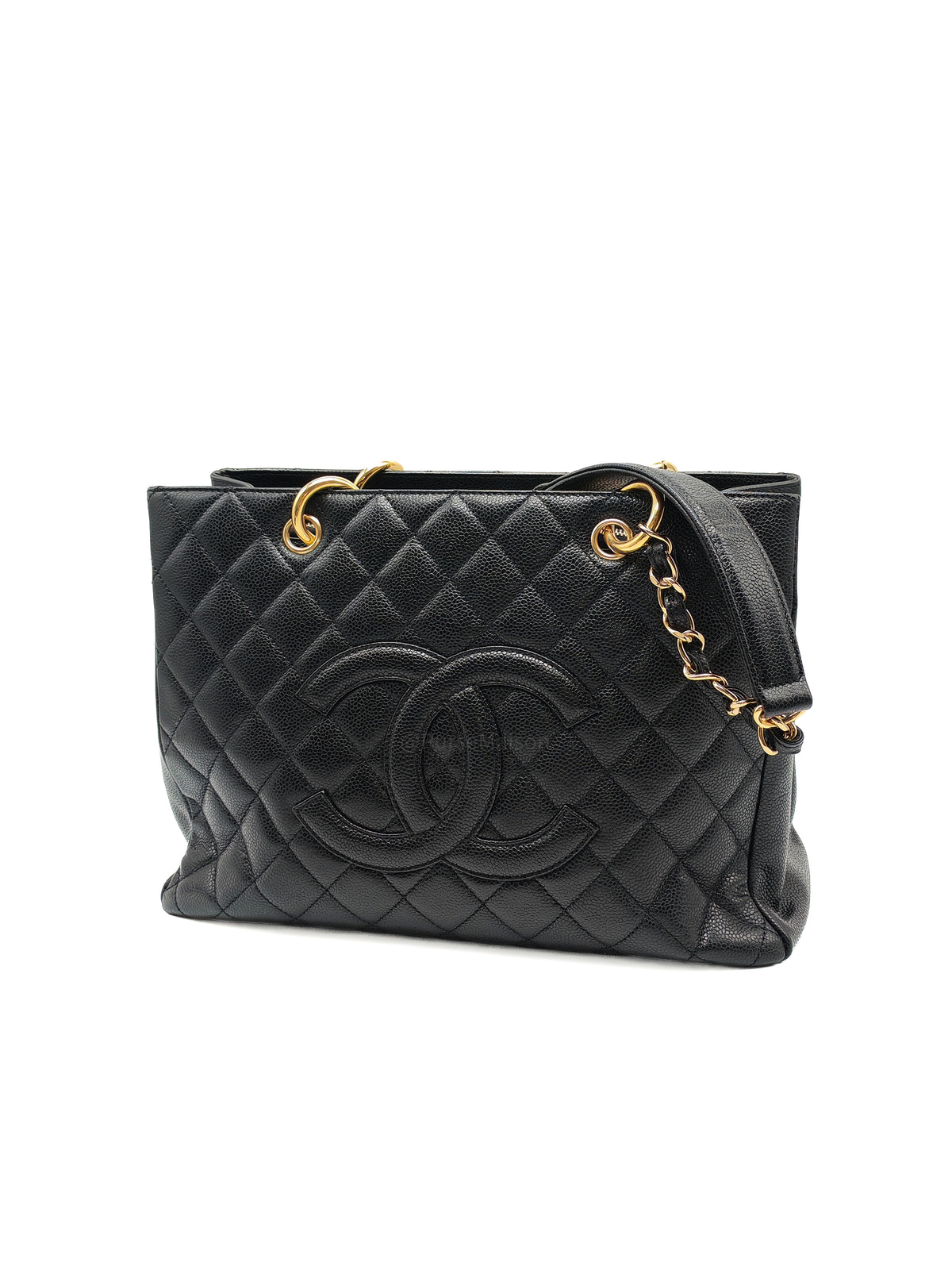 Chanel Grand Shopping Tote (GST) in Black Caviar Leather and Gold Hardware Series 13