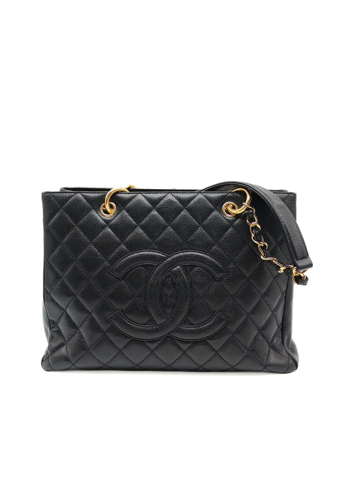 Chanel Grand Shopping Tote (GST) in Black Caviar Leather and Gold Hardware Series 13