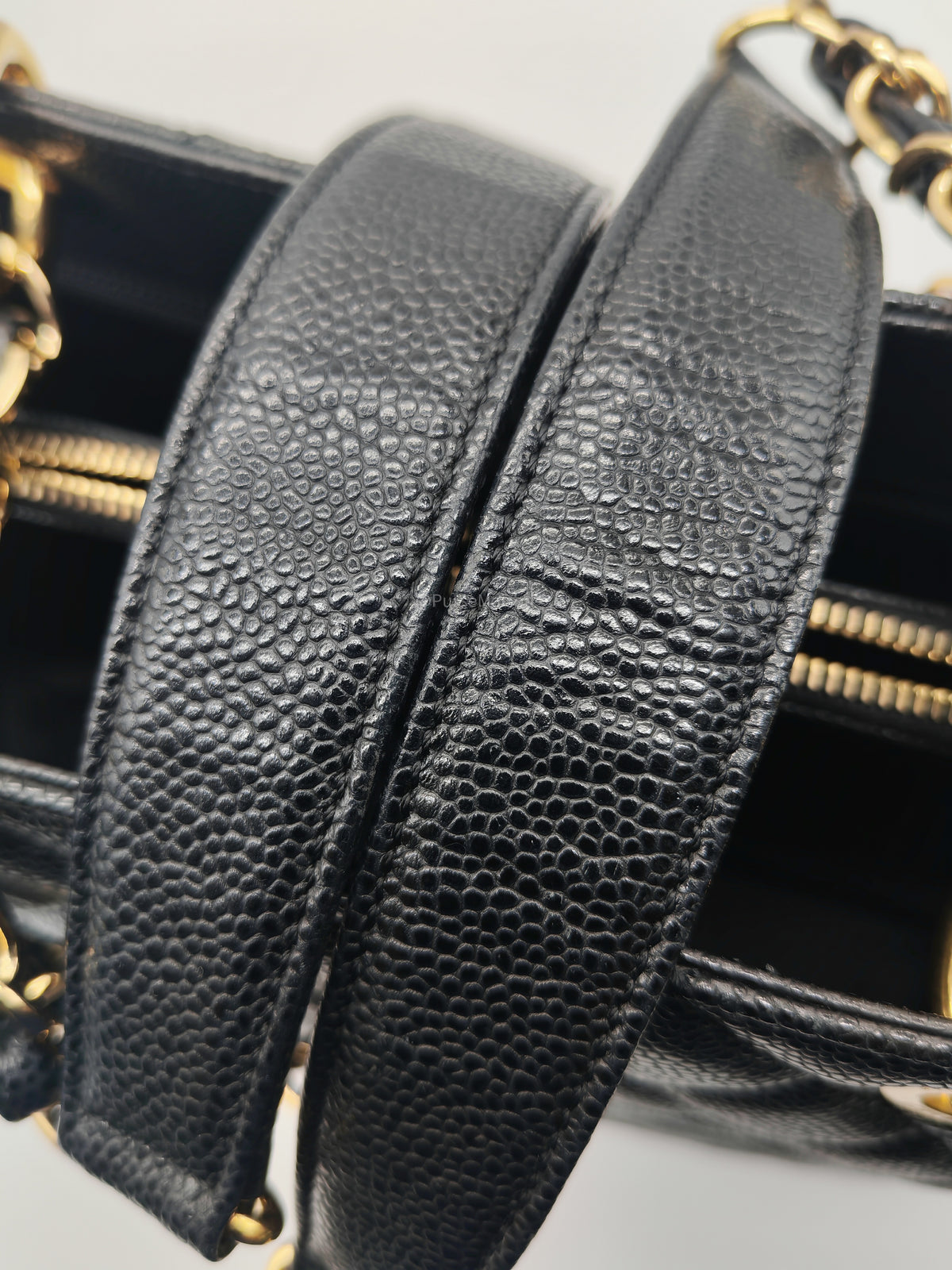 Chanel Grand Shopping Tote (GST) in Black Caviar Leather and Gold Hardware Series 17
