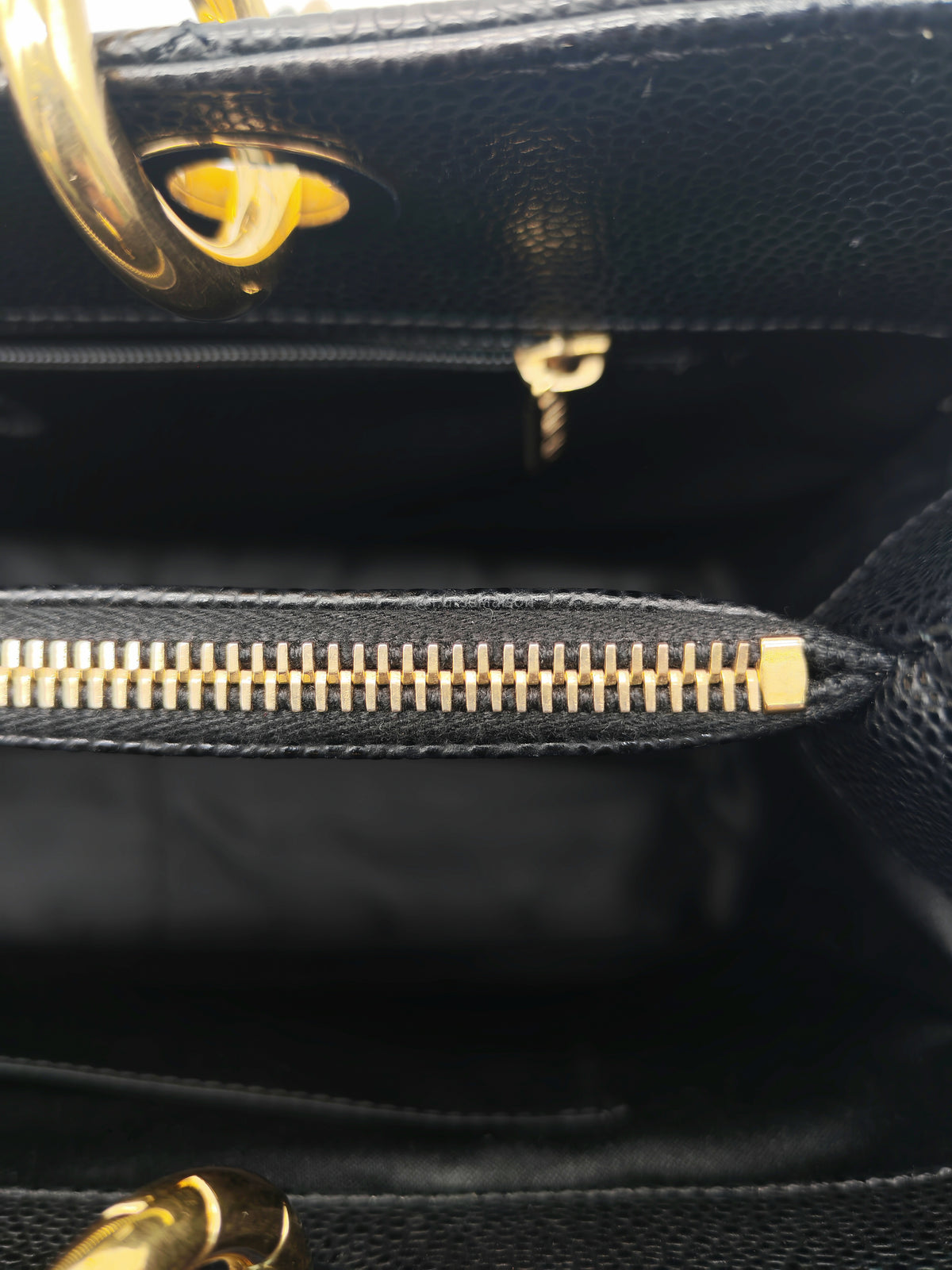 Chanel Grand Shopping Tote (GST) in Black Caviar Leather and Gold Hardware Series 17