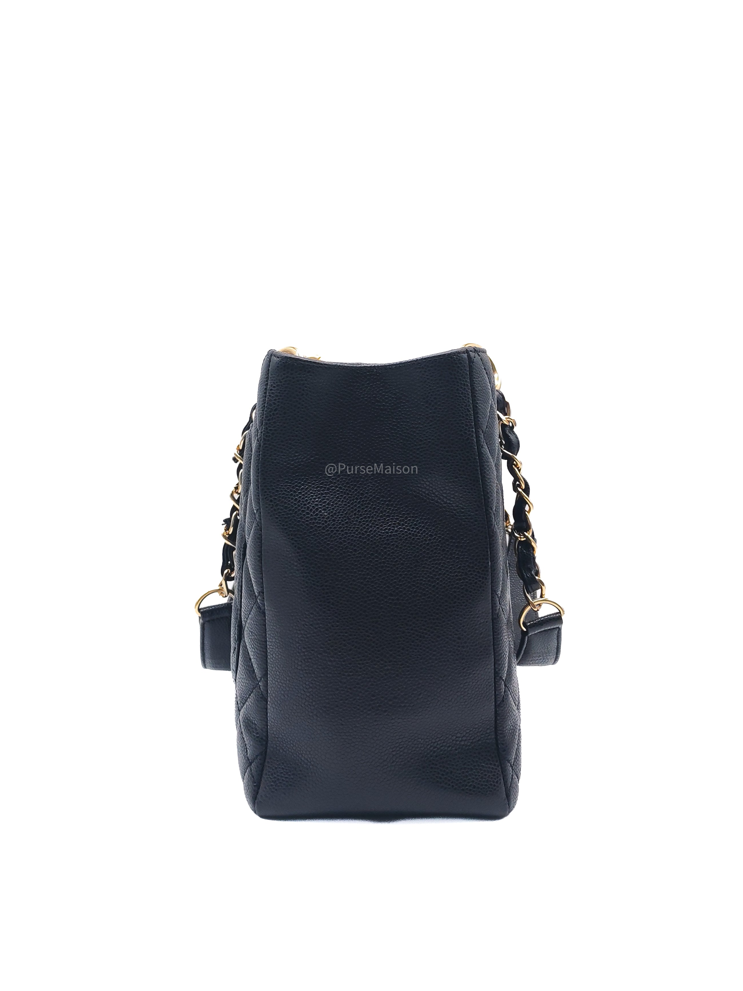 Chanel Grand Shopping Tote (GST) in Black Caviar Leather and Gold Hardware Series 17